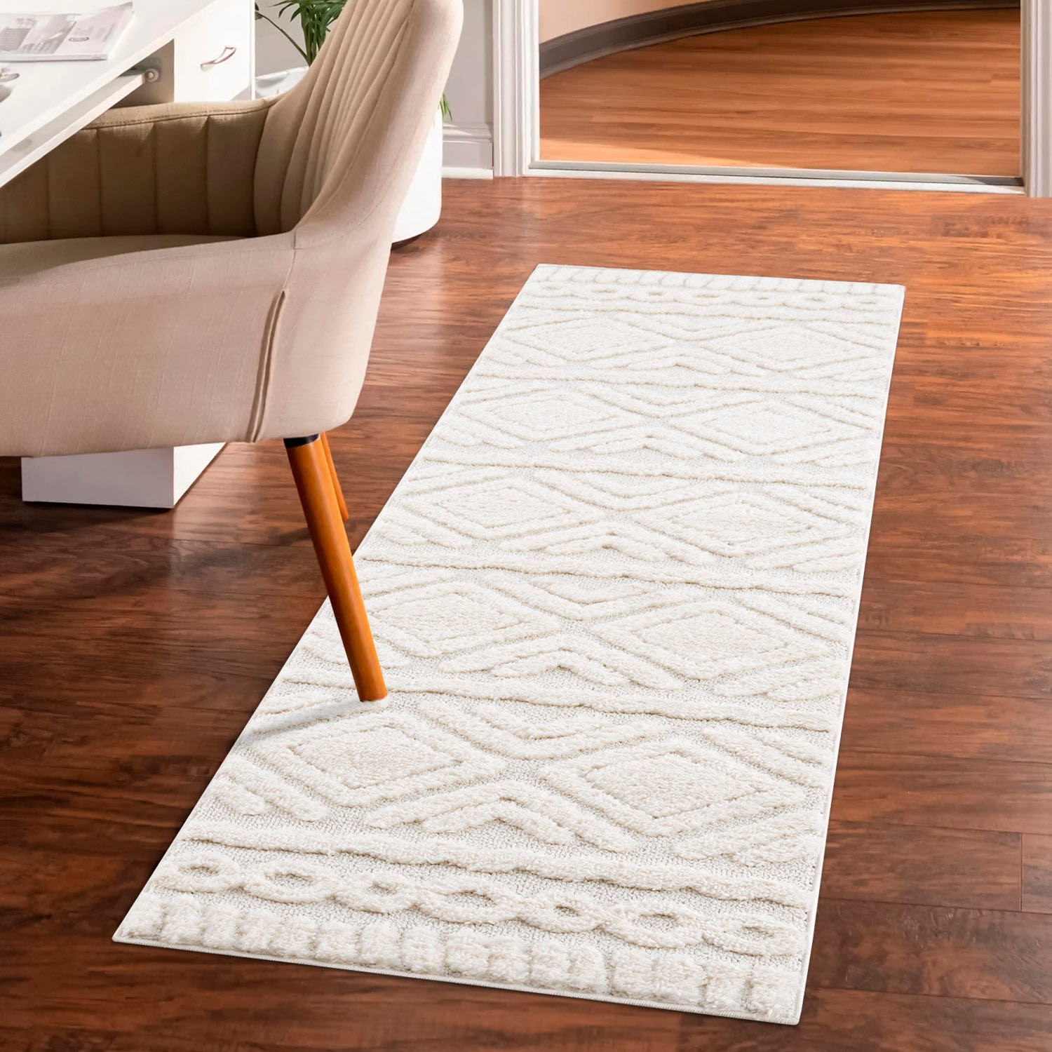 OTTO home Hochflor-Läufer »Andro« rechteckig 20 mm Höhe Boho Stil, weich, Hoch Tief Struktur, Wohnzimmer