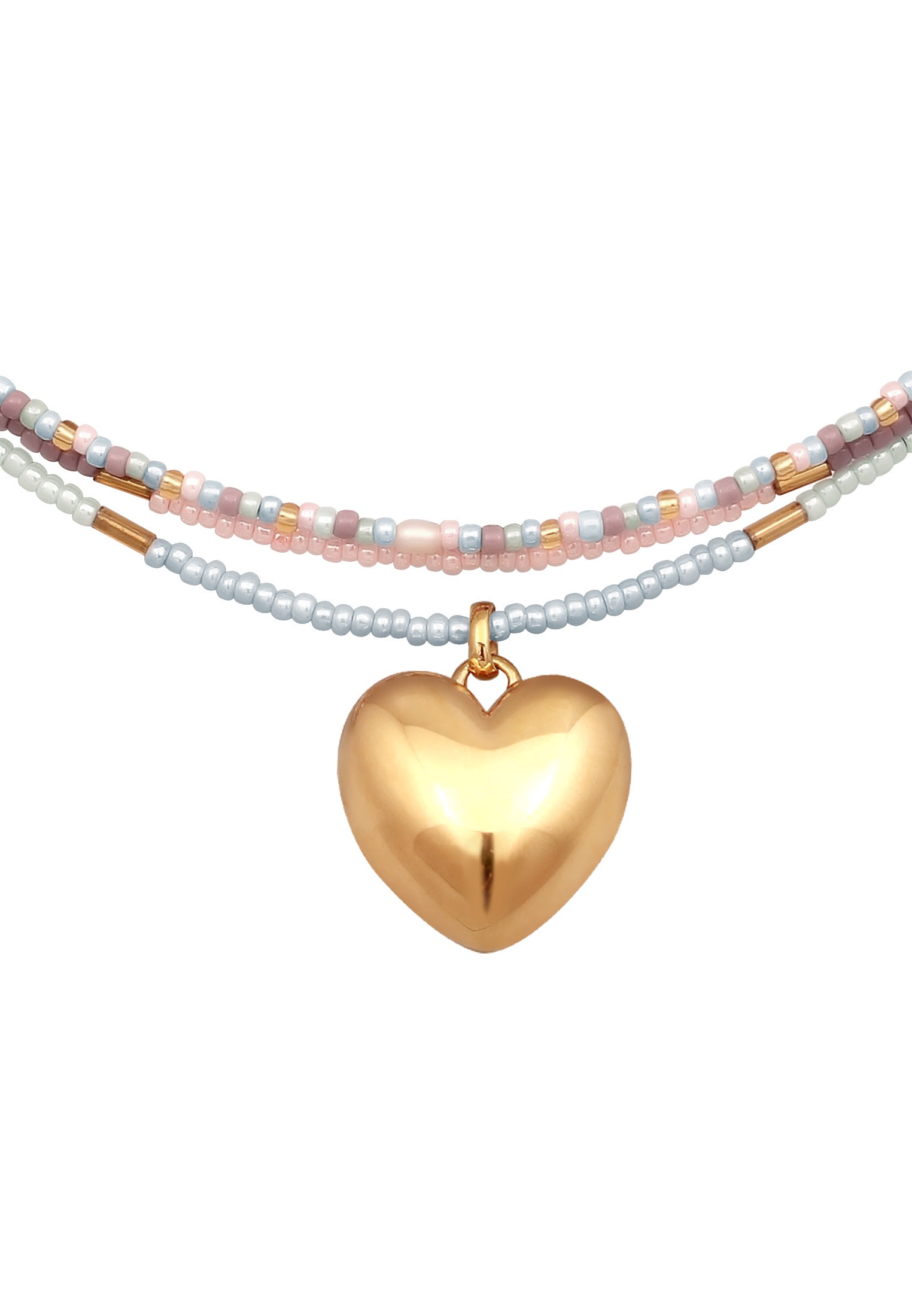 Elli Choker »Halskette Choker Herz Süßwasserzuchtperlen 925 Silber vergoldet«