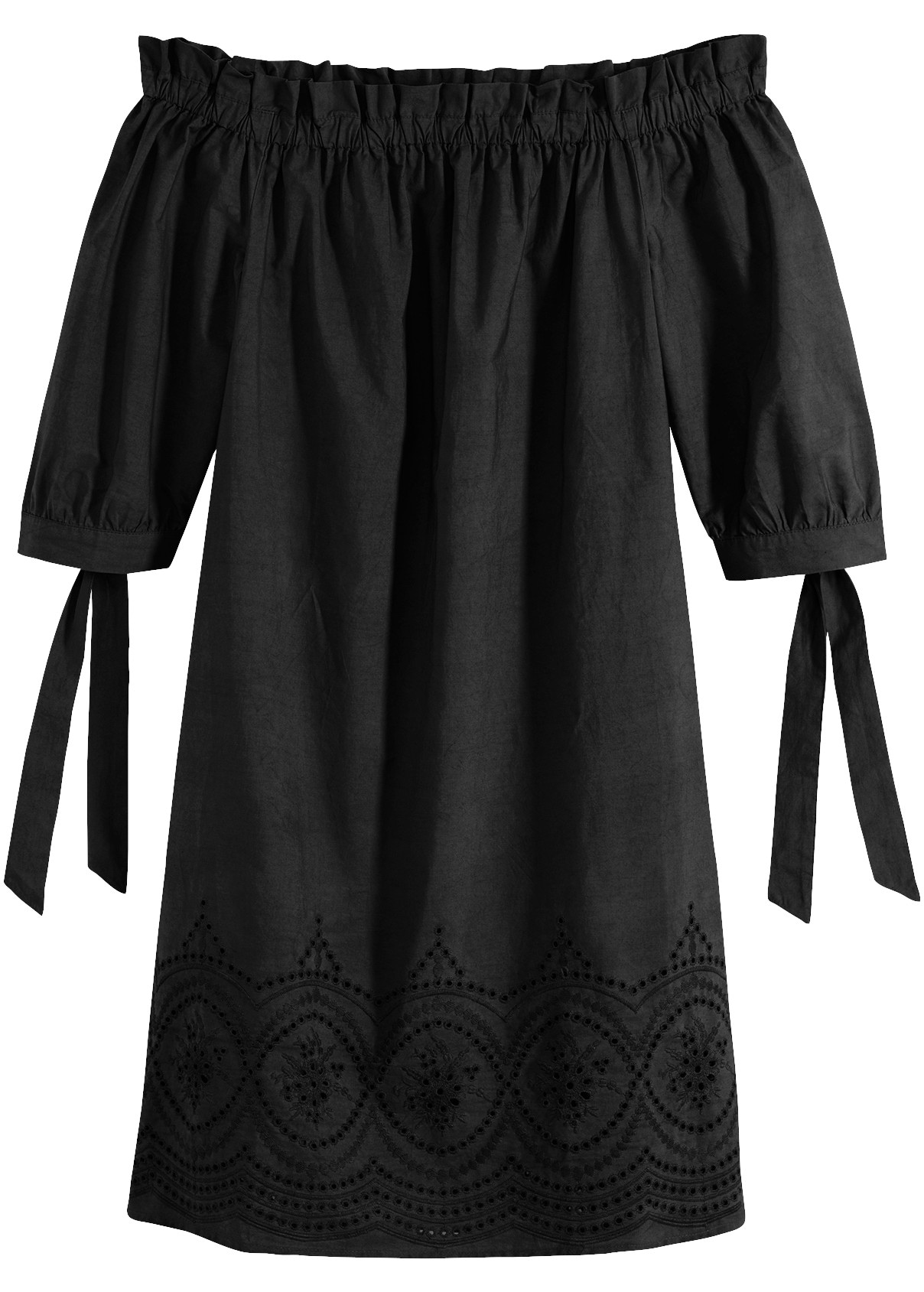 bonprix Off-Shoulder-Kleid aus Baumwolle, mit Stickerei, lässige Passform
