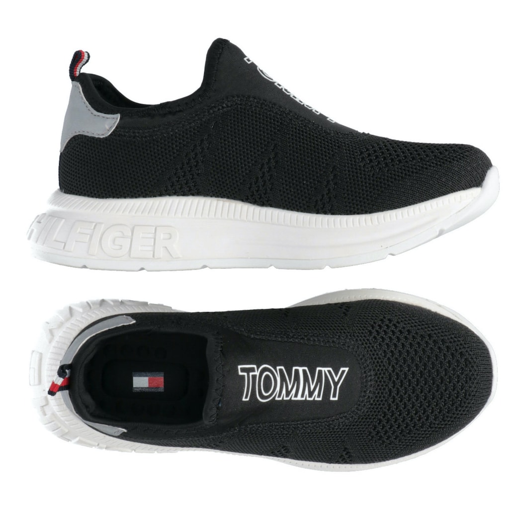 Tommy Hilfiger Slip-On Sneaker »LOW CUT SNEAKER«, mit zwei gestreiften Anziehlaschen