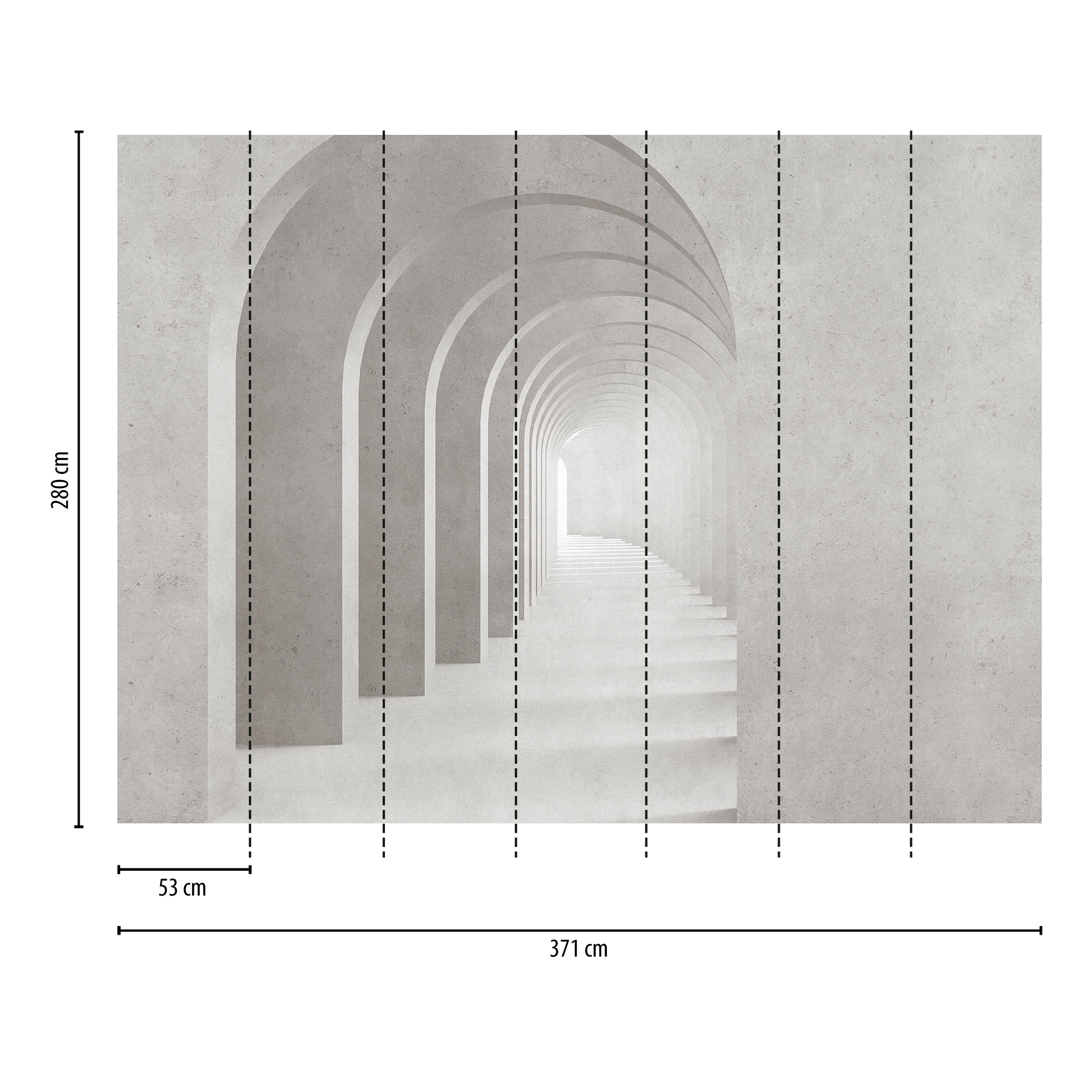 living walls Fototapete »THE WALL III Beton-Optik Tapete Motivtapete Rundbogen 3D« matt glatt Vliestapete 3D-Optik für Schlafzimmer Küche Wohnzimmer Betonoptik Flur