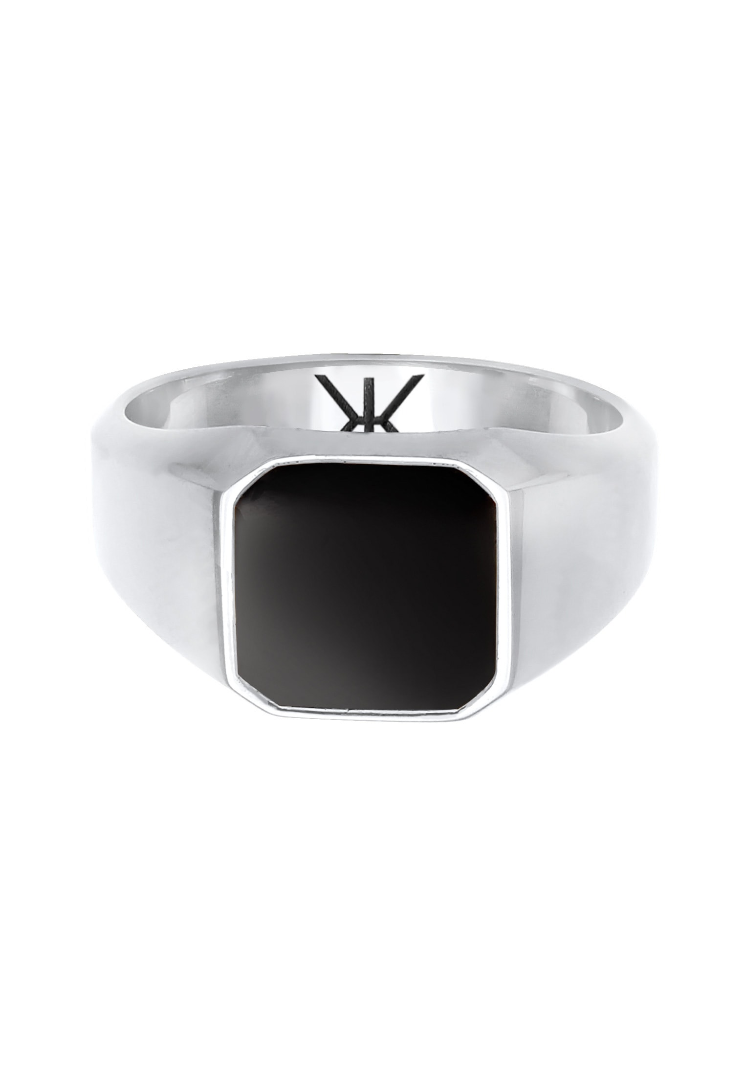 Kuzzoi Siegelring »Ring Herren Siegelring Emaille Schwarz Basic 925 Silber«