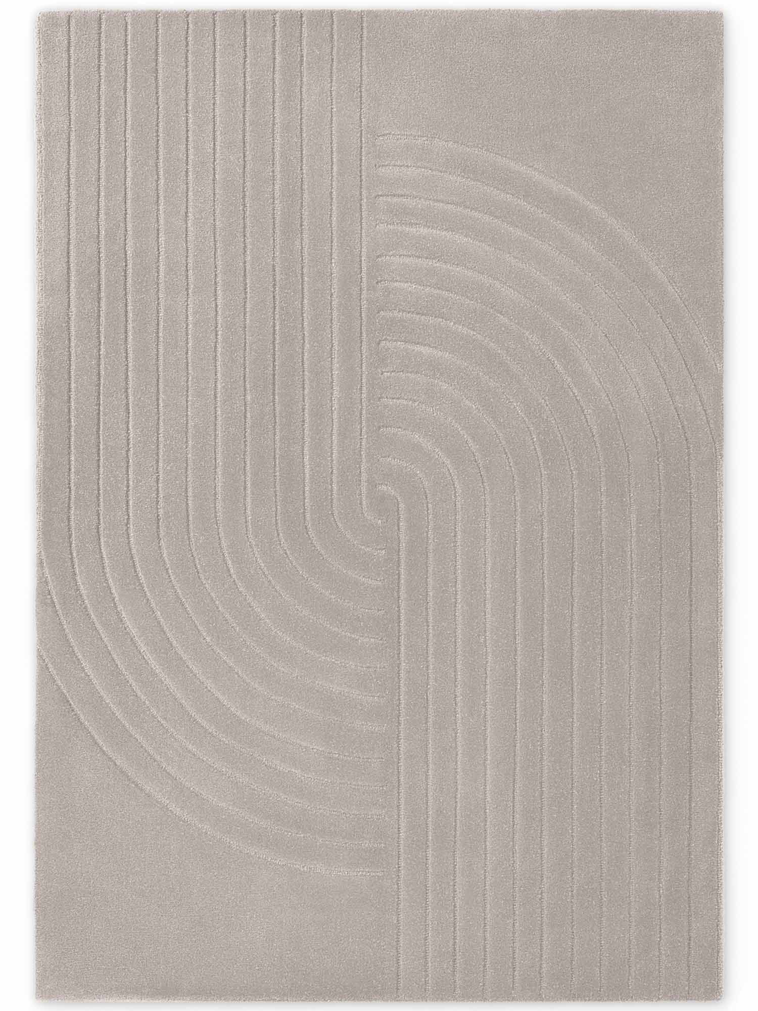 vikosa Wollteppich »Arcura« rechteckig 15 mm Höhe Wolle Handgemacht, Hoch-Tief-Effekt, Geometrisches Linien Wellendesign