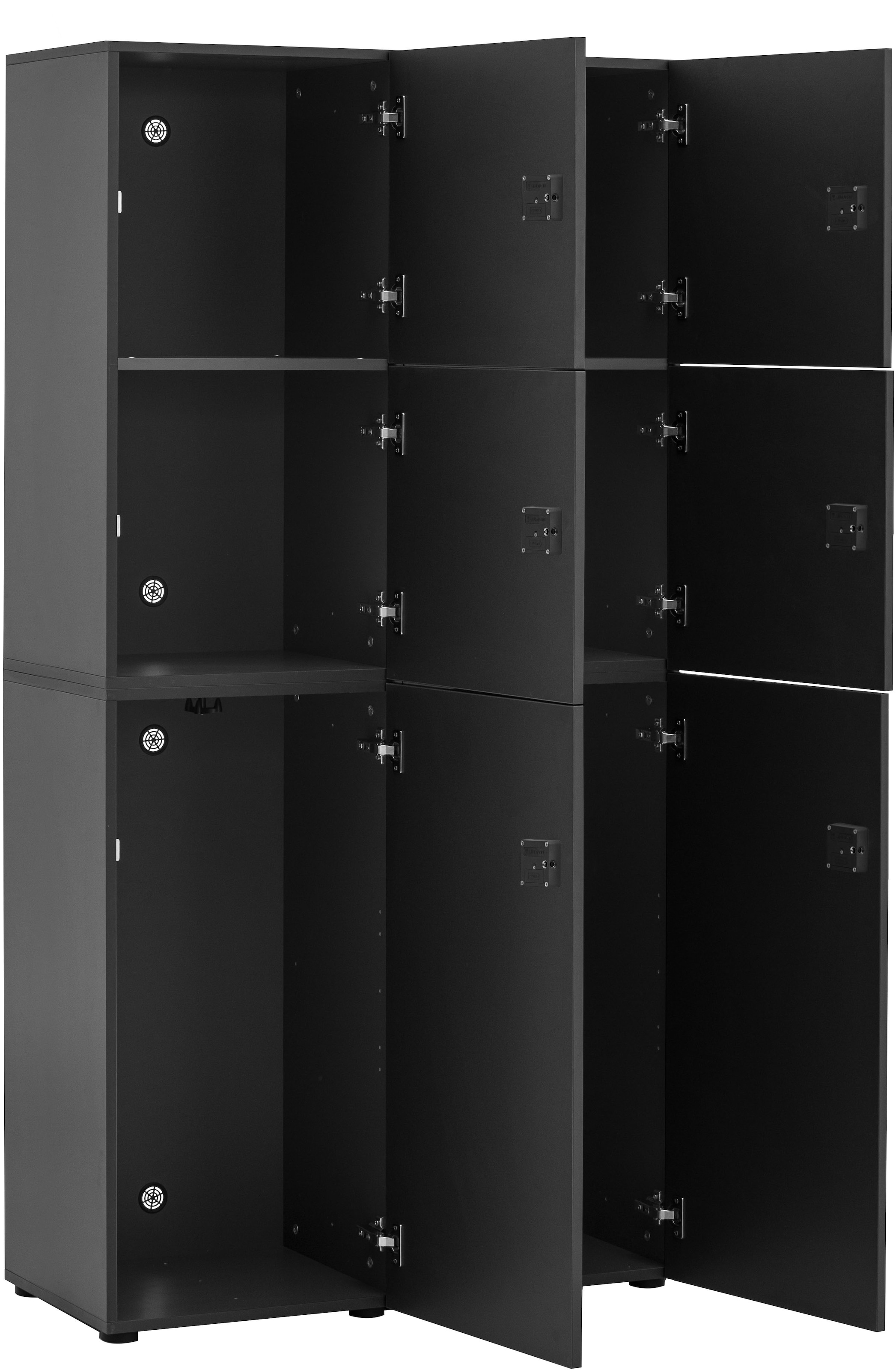 Schildmeyer Garderoben-Set »Locked Spind Schrank Set mit 4 Spinden«, (4 St.), 2x Spind mit 1 Tür, 2 x Spind mit 2 Türen, Made in Germany