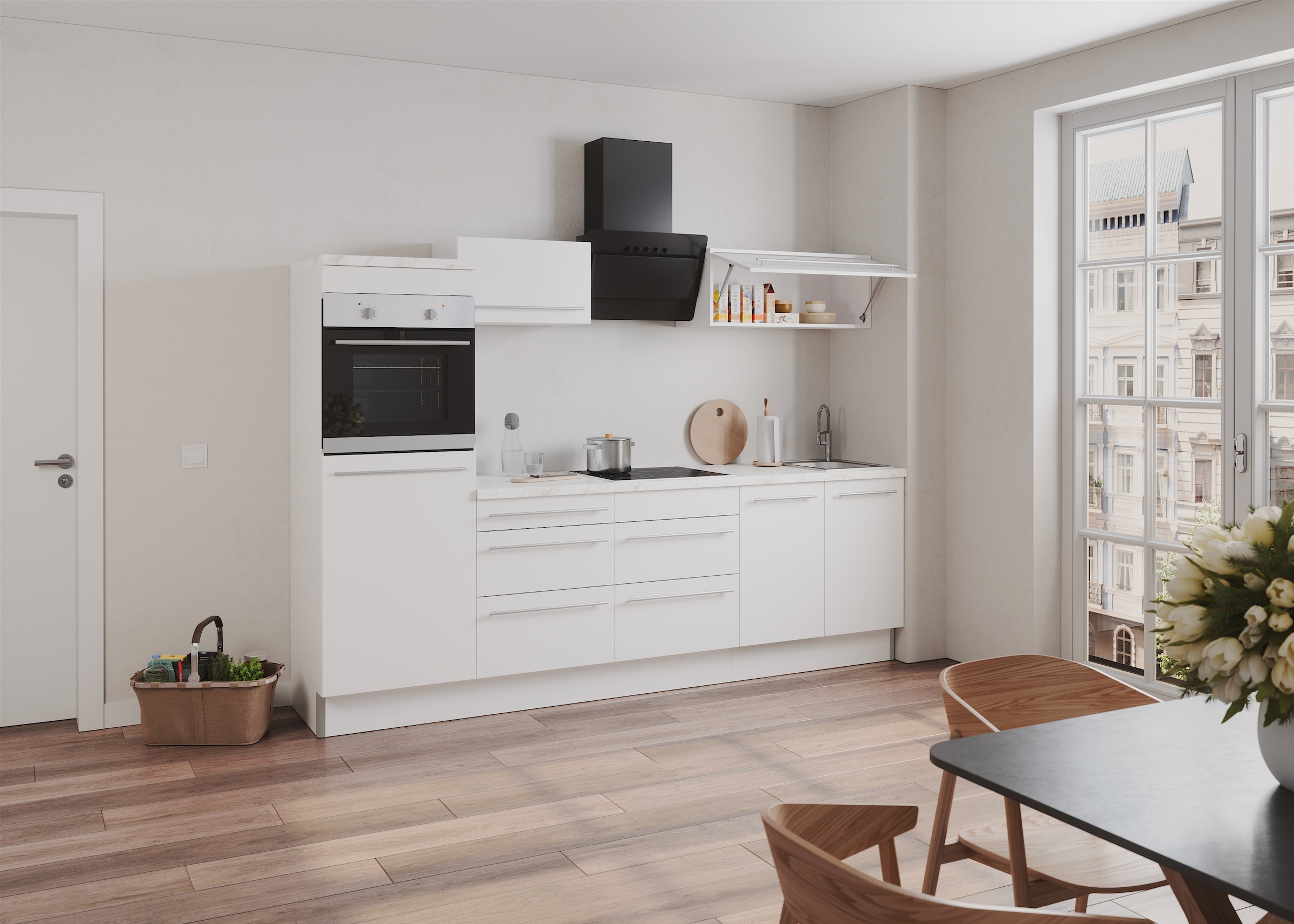 KOCHSTATION Küche »KS-Bern2« Breite 270 cm, wahlweise mit E-Geräten, Seitenverkehrt stellbar