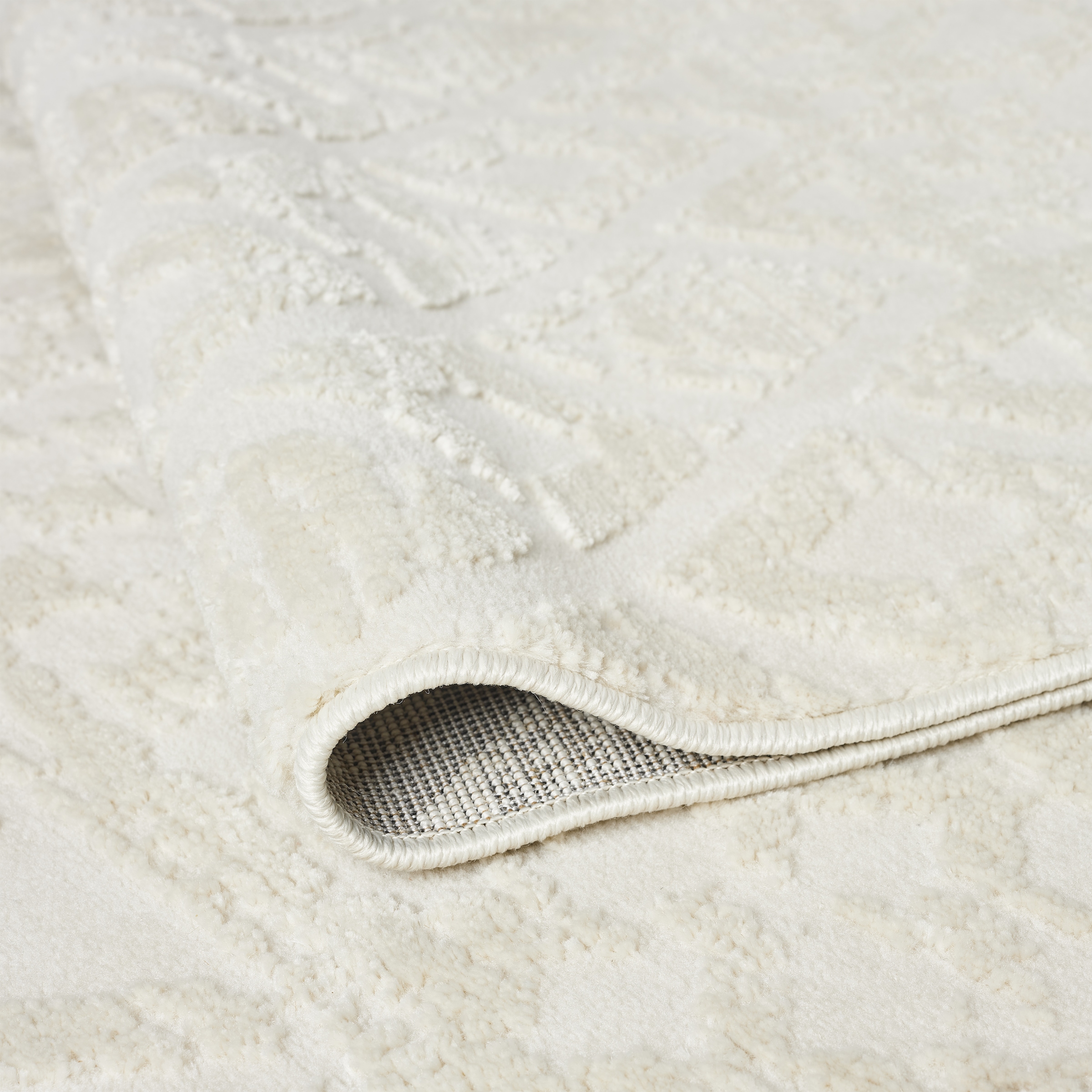 my home Teppich »Ribeyret« rechteckig 11 mm Höhe mit Fransen, Hoch-Tief-Struktur, Woll-Look, Boho-Style, Wohnzimmer