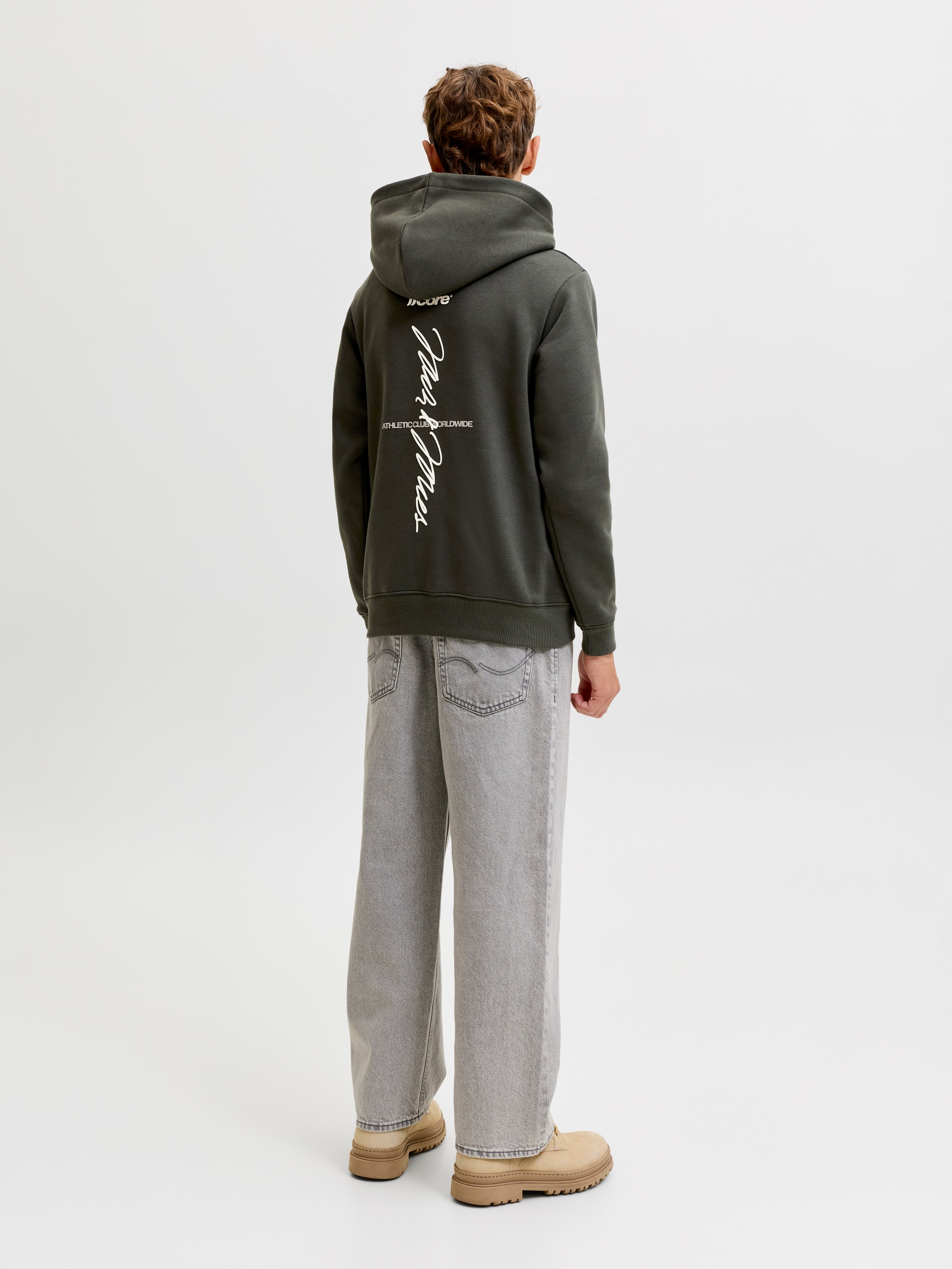 Jack & Jones Junior Kapuzensweatshirt »JCOCLUB BACK SCRIPT SWEAT HOOD SN JNR«, Baumwollmischung, locker geschnitten
