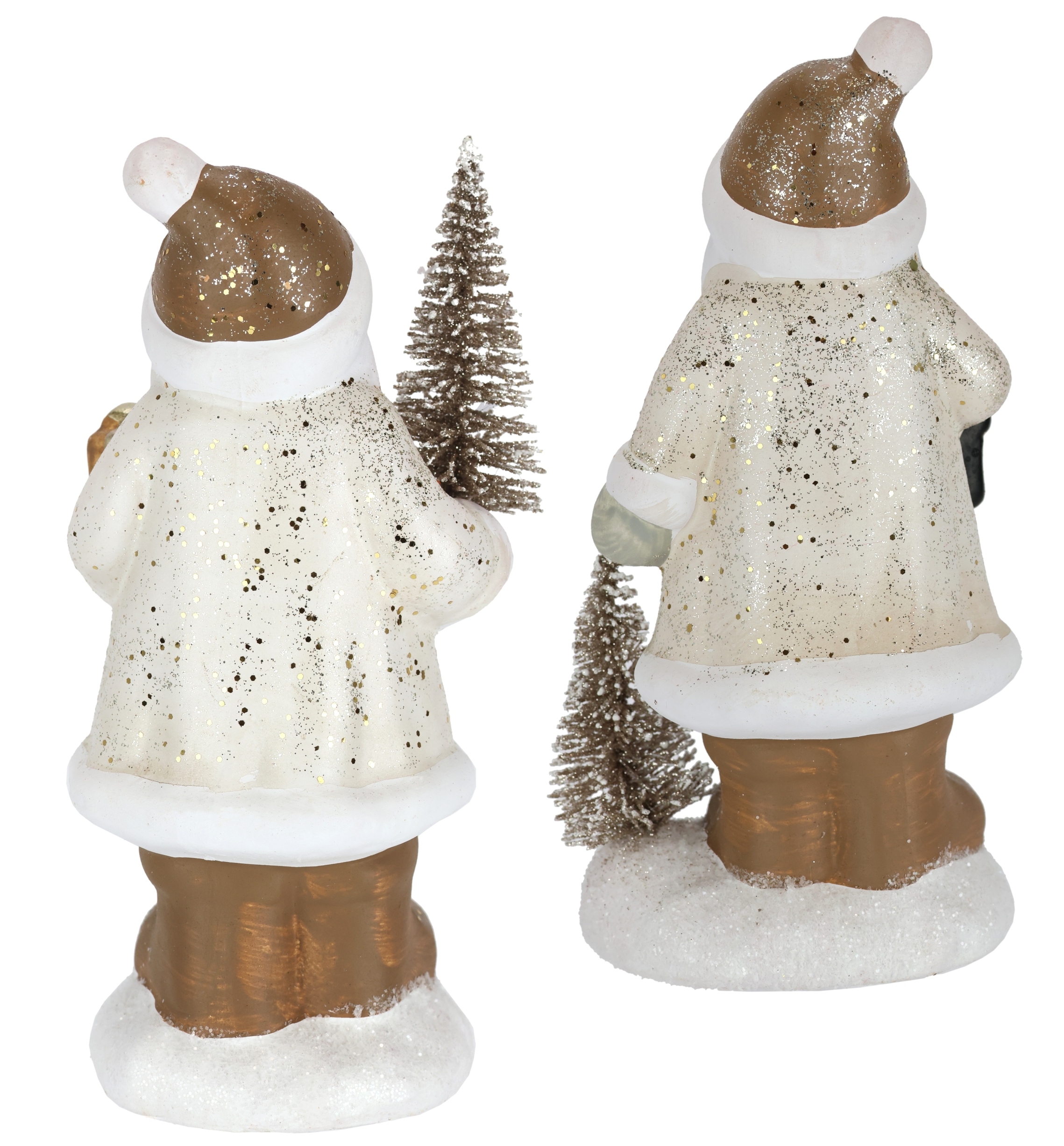 I.GE.A. Dekofigur »Nikolaus aus Keramik, 2er Set« Mit Baum Laterne Geschenk Figur Dekoration Weihnachtsdeko