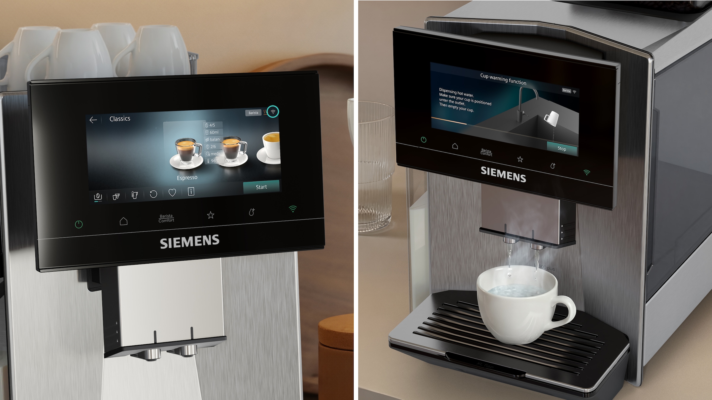 SIEMENS Kaffeevollautomat »EQ900 TQ923EZ3, autom. Reinigung, 41 versch. Getränke, XL-Getränke« farbiges 6.8'' TFT-Display, individuelle Aromaeinstellung, Edelstahl