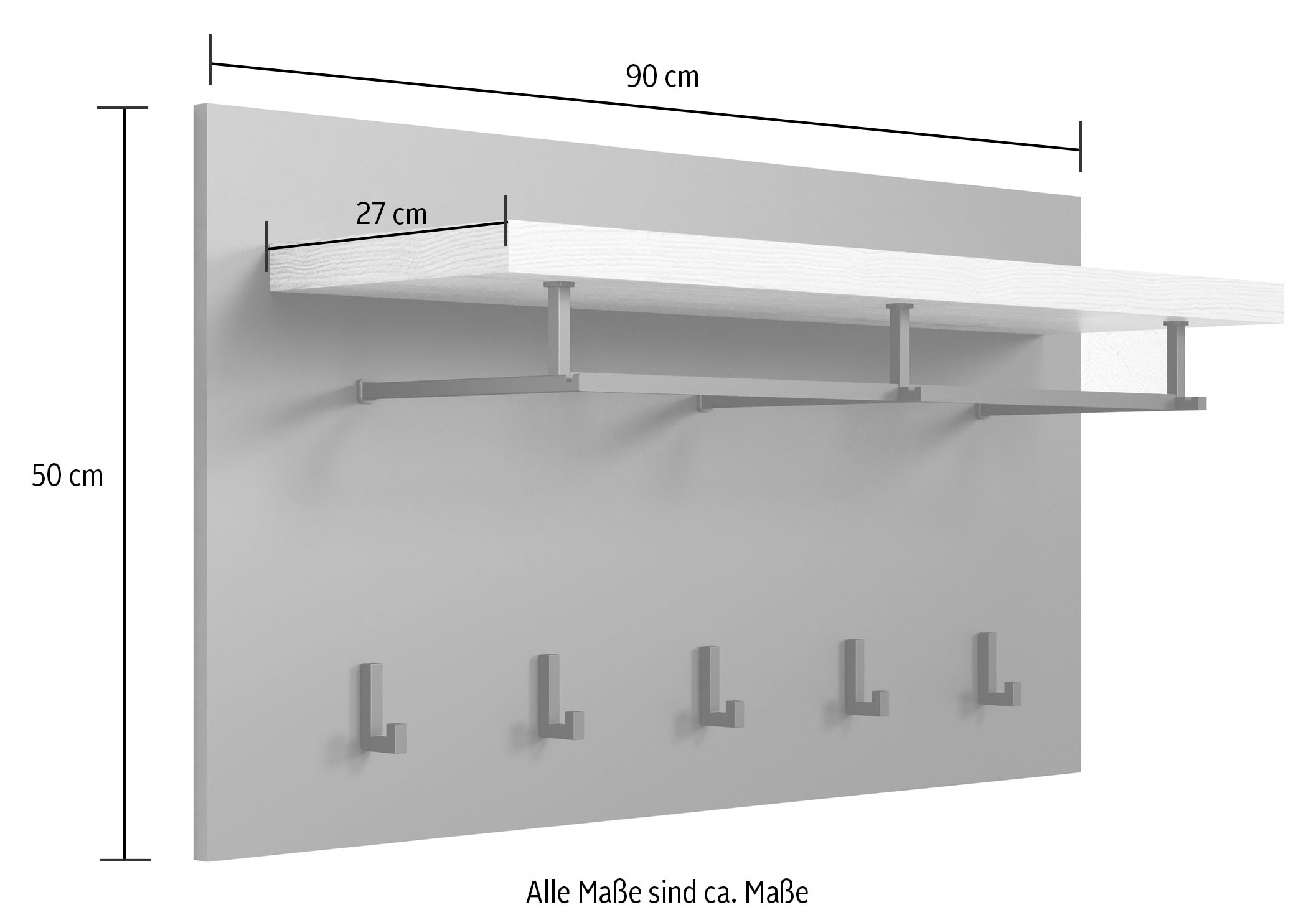 INOSIGN Garderobenpaneel »Premont«, (1 St.), matte, hellbraune Holzoptik, ca. 90 cm breit