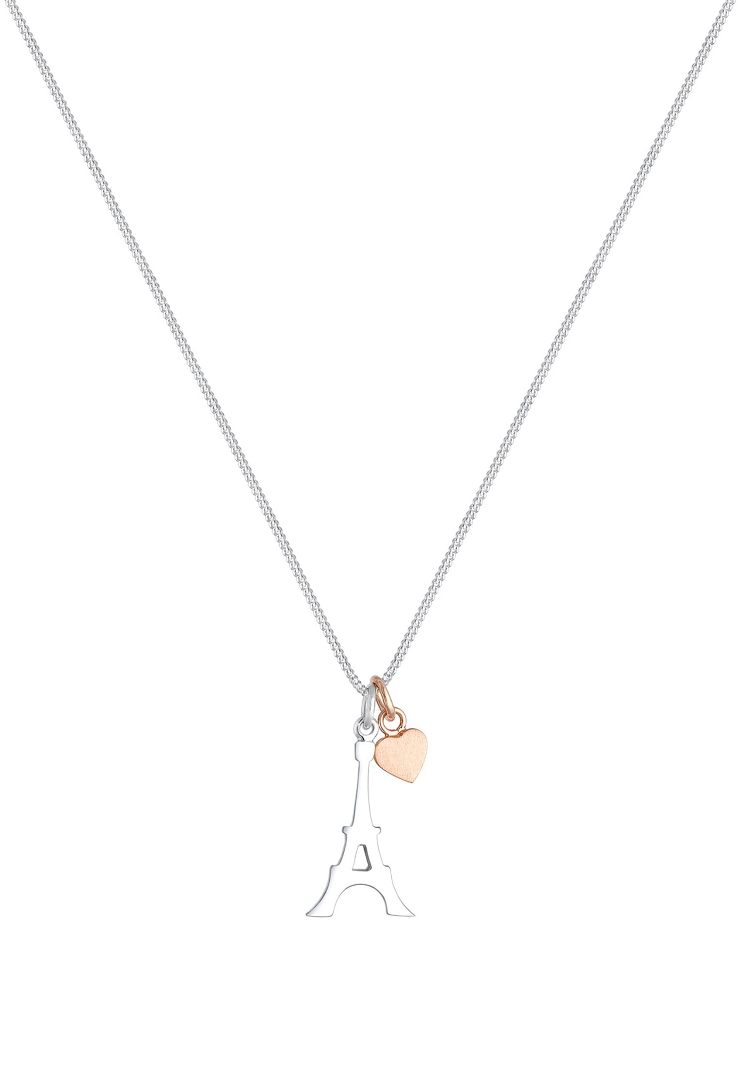 Elli Kette mit Anhänger »Halskette Eiffelturm und Herz 925 Sterling Silber bicolor«