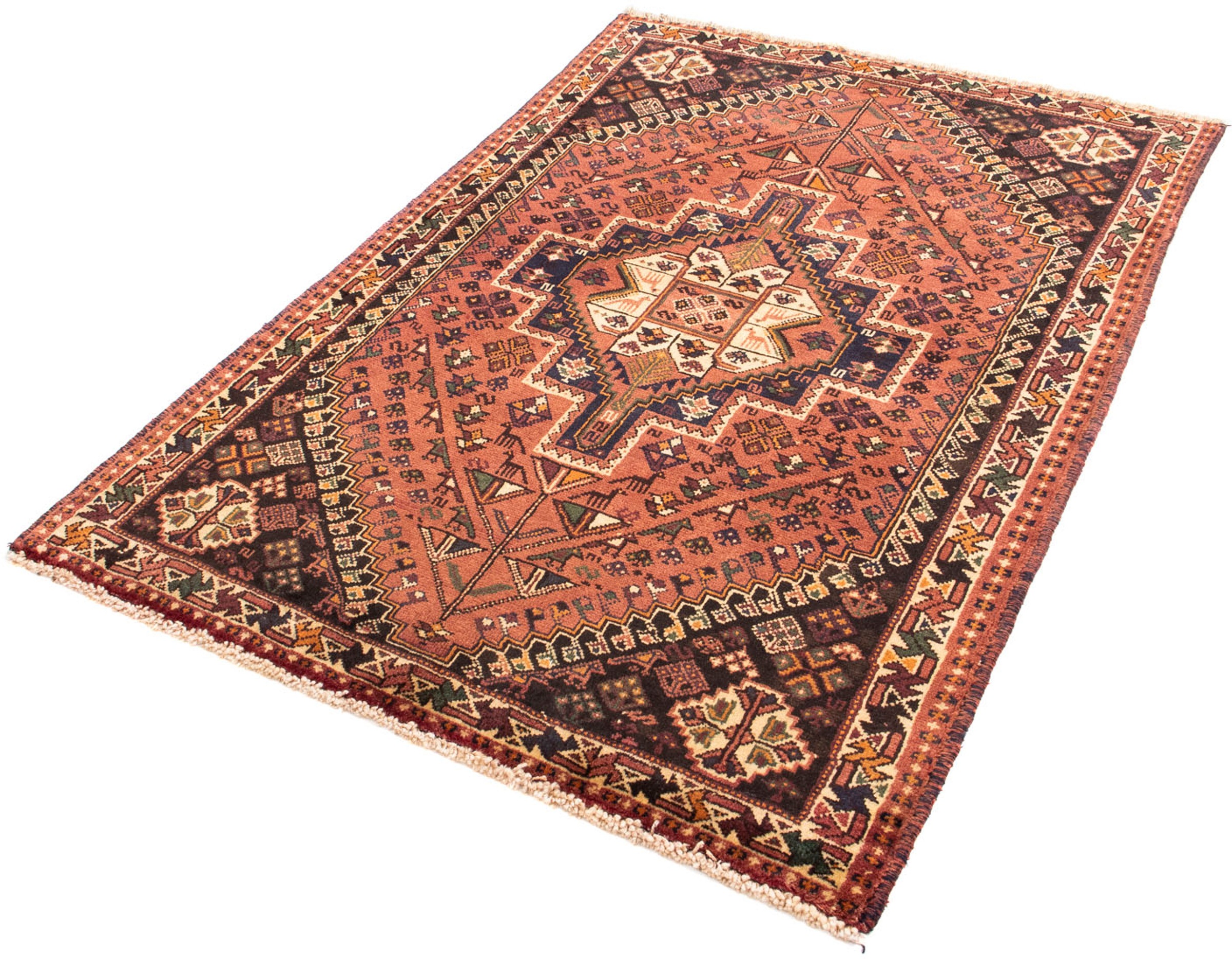 morgenland Orientteppich »Perser - Nomadic - 161 x 108 cm - hellrot«, rechteckig, 10 mm Höhe, Wohnzimmer, Handgeknüpft, Einzelstück mit Zertifikat