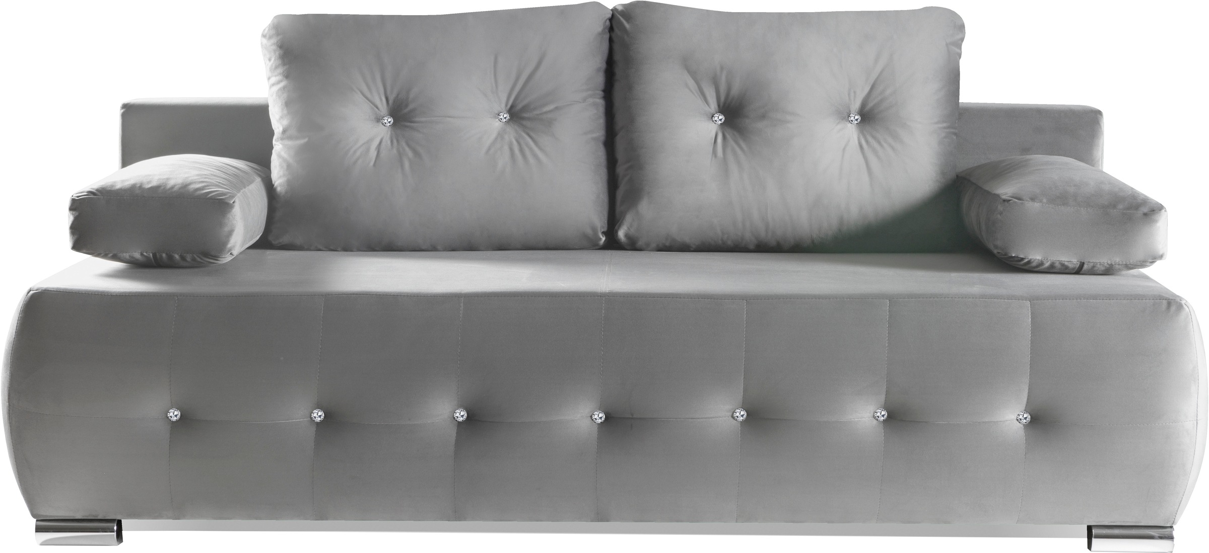 WERK2 Schlafsofa »Monaco Design Bettsofa, pflegeleichter Samtoptik Bezug, Breite 205cm« 2-Sitzer Schlafcouch mit Bettkasten & funkelnden Ziersteinchen