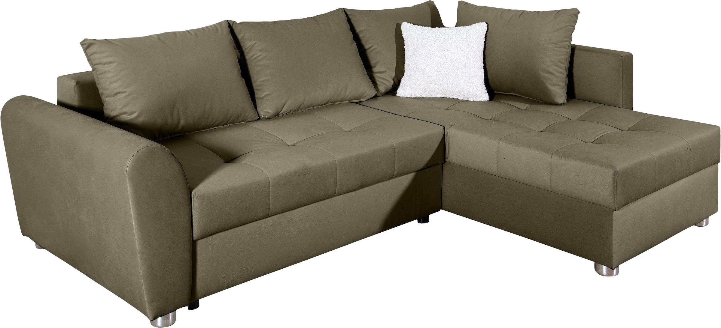 COLLECTION AB Ecksofa »JANA«, Ecksofa,Bettfunktion,Bettkasten,Bonnelfederkern,Rückenkissen