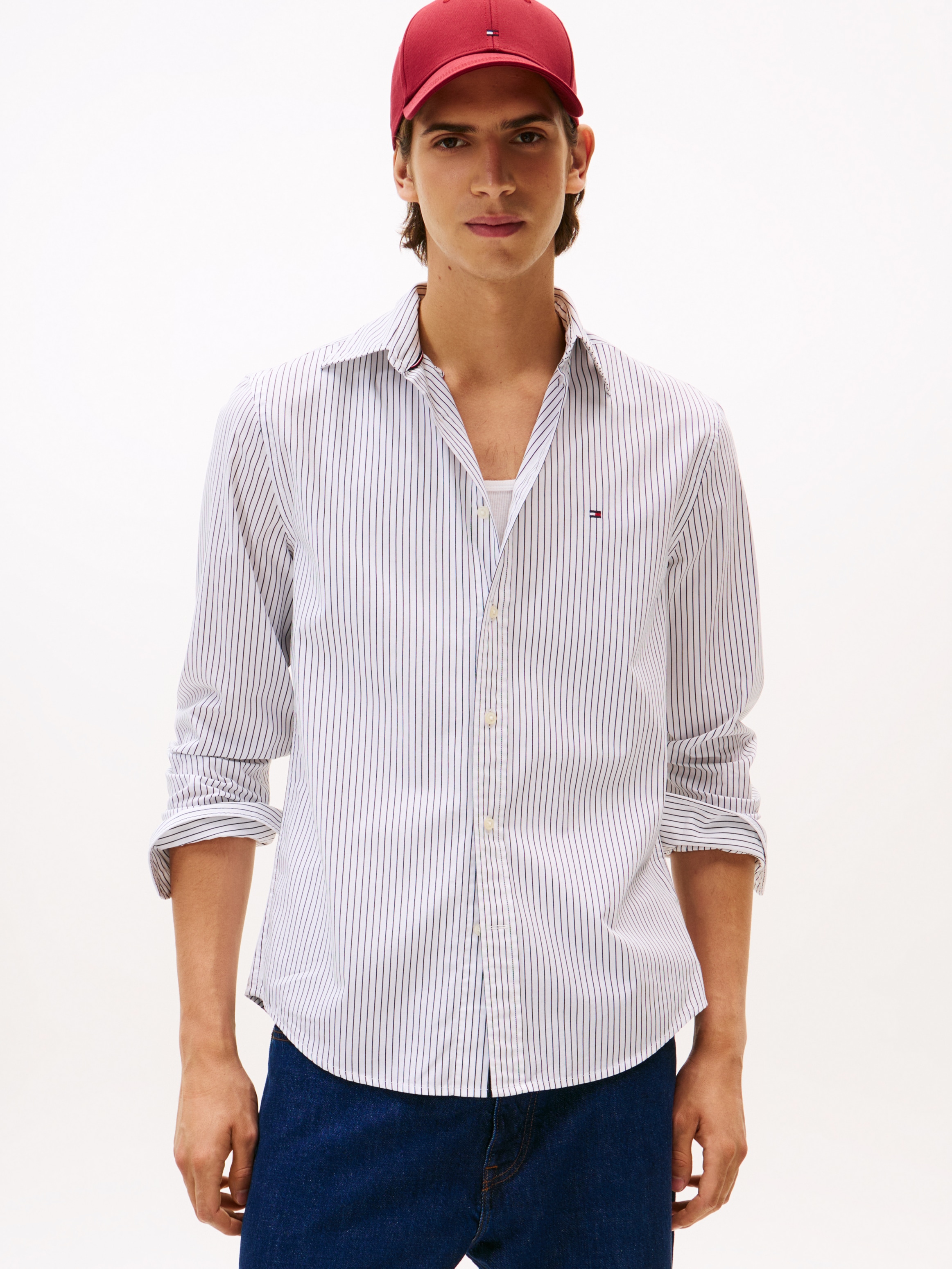 Tommy Hilfiger Langarmhemd »CORE HAIRLINE POPLIN« regular fit, Button-down-Kragen, fein gestreift