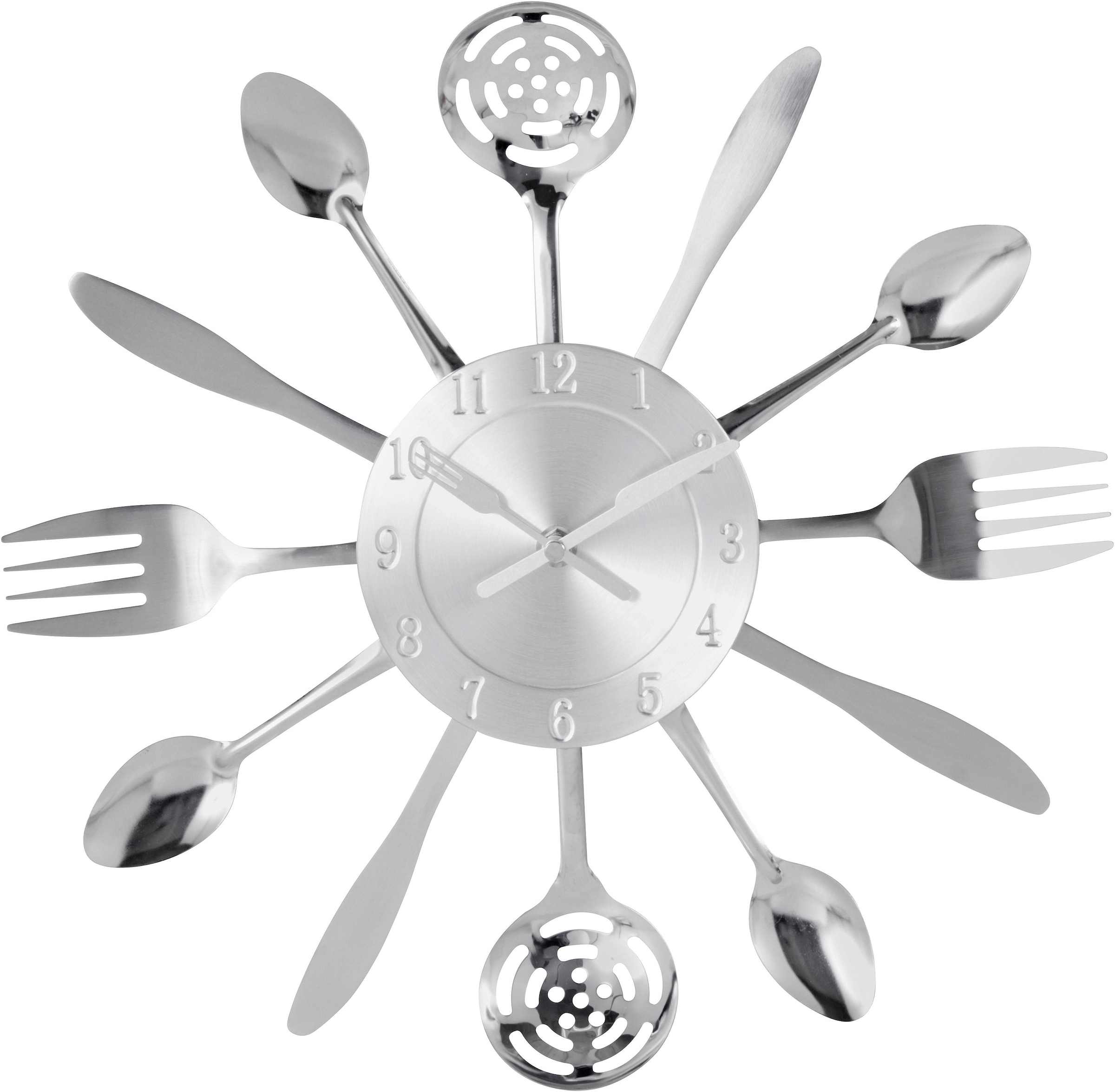 Wanduhr »"Cutlery"«, Küchenuhr, XXL, rund, Ø 38 cm, aus Metall, Besteck