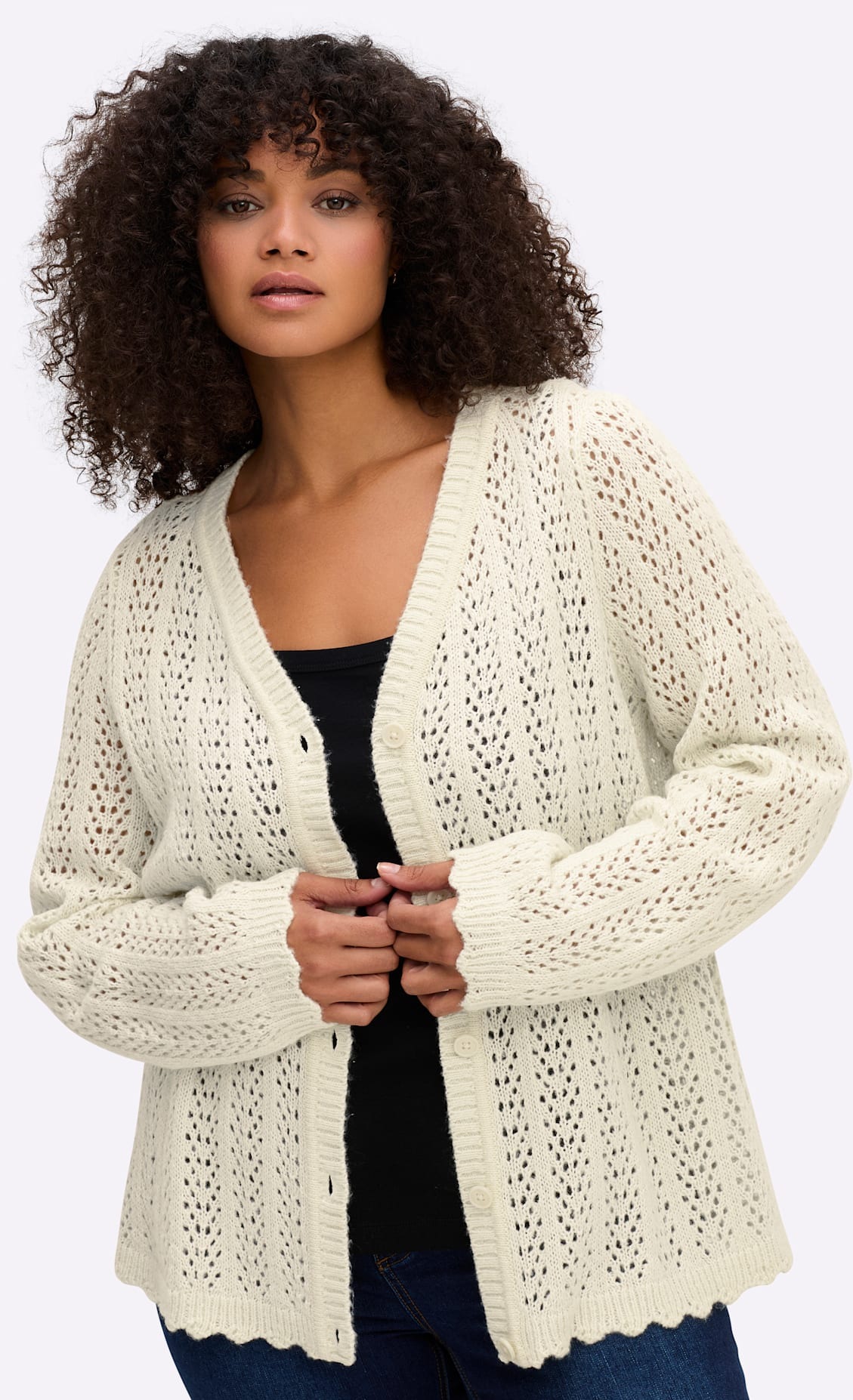 Sheego Damen Strickjacke, Größe 44/46