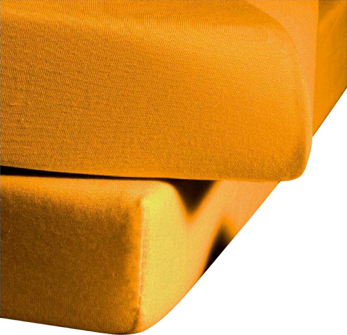 Fleuresse Spannbettlaken »Ines hochwertiger Jersey aus reiner Baumwolle in gelb, Größe 150x200 23