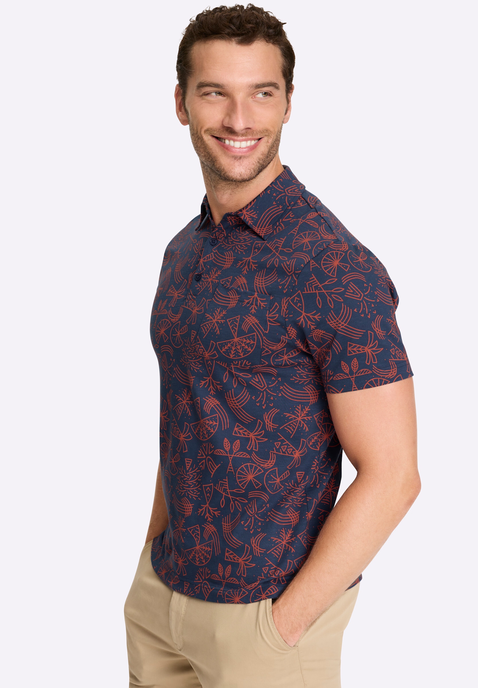 Witt T-Shirt »Kurzarm-Poloshirt Kurzarmshirt mit Allover-Print«