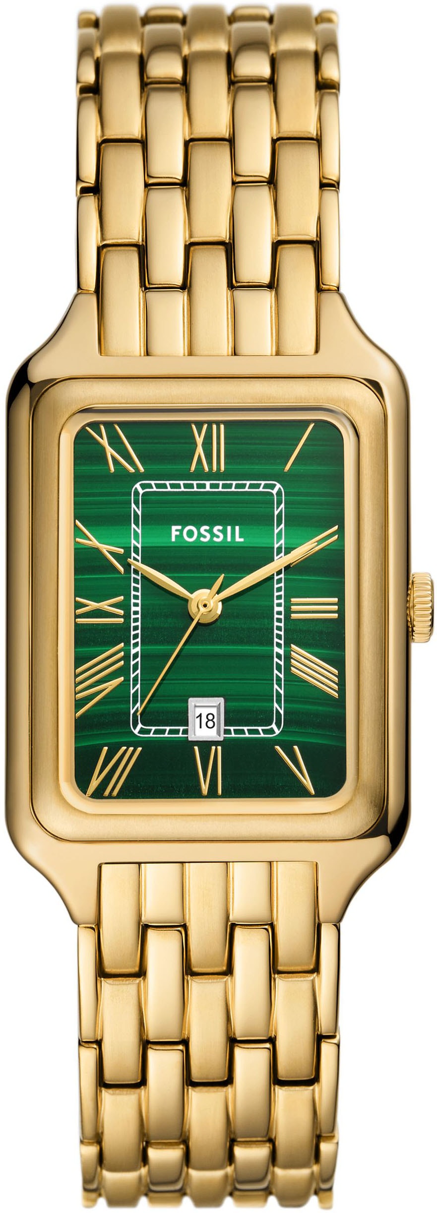 Fossil Quarzuhr »RAQUEL«, Armbanduhr, Damenuhr, Datum, analog, Edelstahlarmband