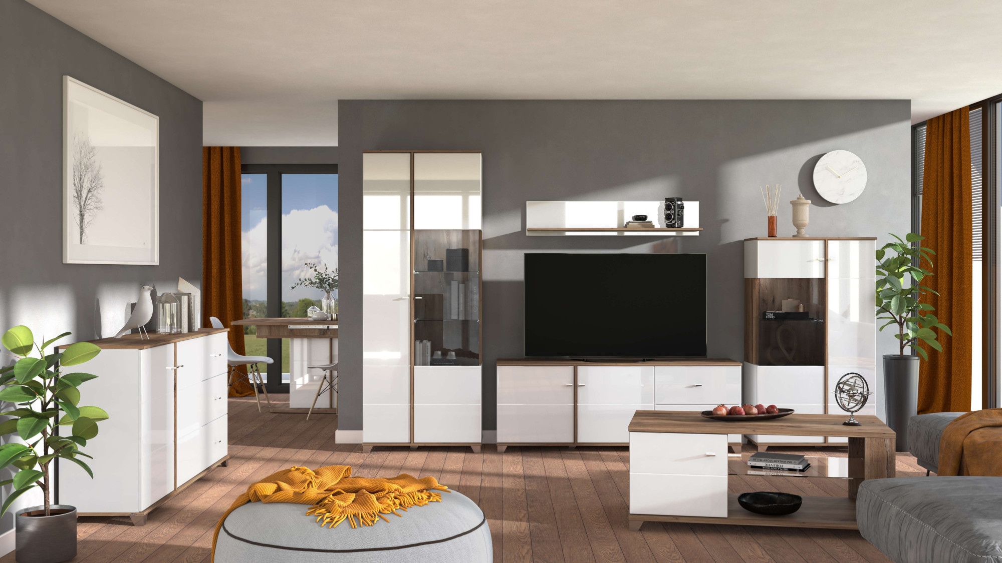 INOSIGN Vitrine »Burgundy Vitrinenschrank, Standvitrine, Showcase«, Hochglanzfronten, Glastür, Komplettes Innenleben