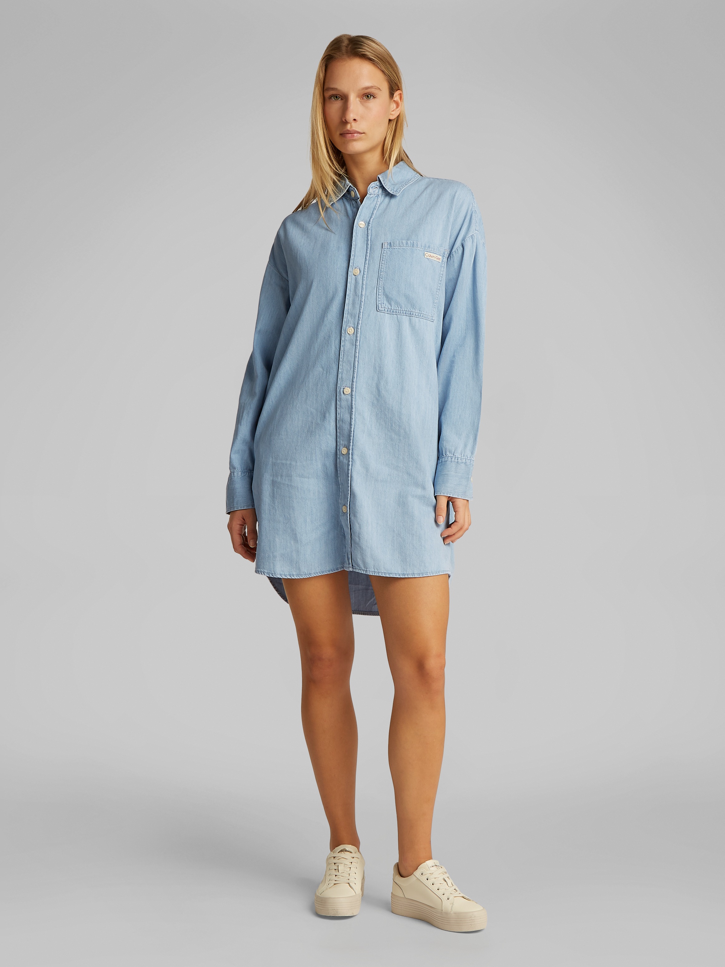 Calvin Klein Jeans Jeanskleid »TENCEL LOOSE SHIRT DENIM DRESS«, mit Logostickerei