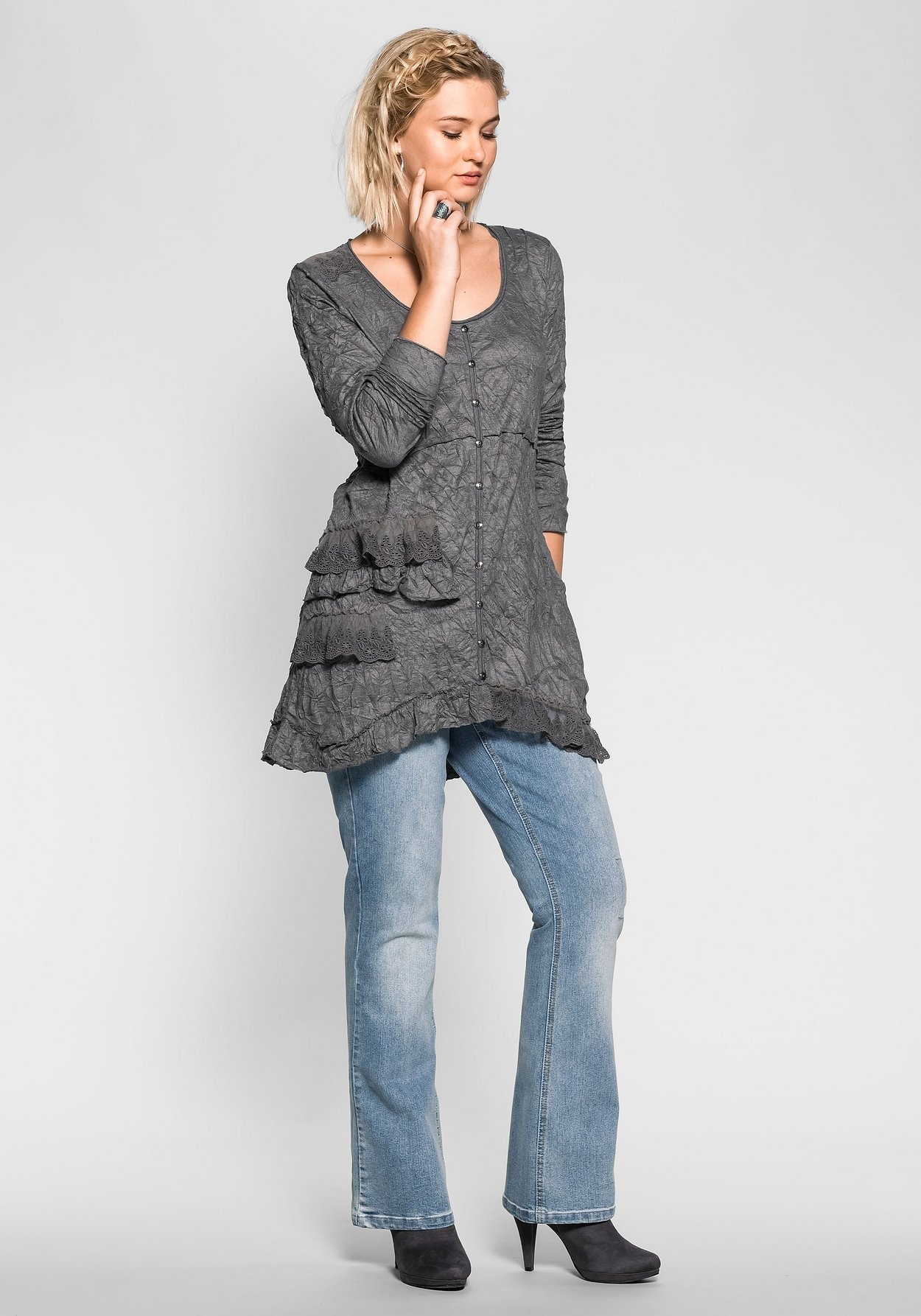 Sheego Bootcut-Jeans »Jeans mit Pailletten am Bund«