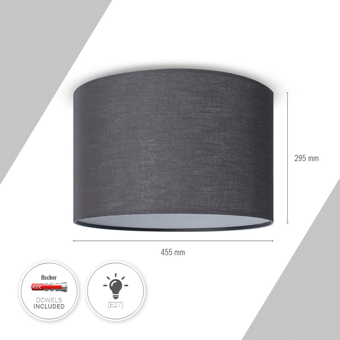 Paco Home Deckenleuchte »Uni Color«, 1 flammig, Leuchtmittel E27 | ohne Leuchtmittel, LED Deckenleuchte Wohnzimmer Und Schlafzimmer, Unifarben, Deko E27