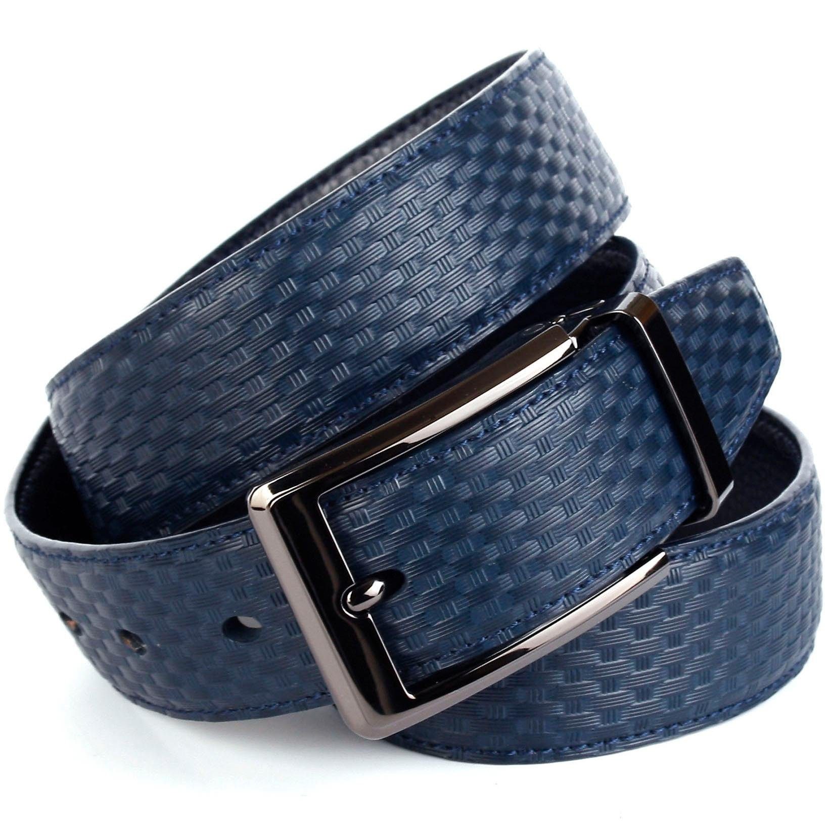 Anthoni Crown Herren Ledergürtel Wendegürtel Hirsch-/Flechtprägung in schwarz, Größe 105