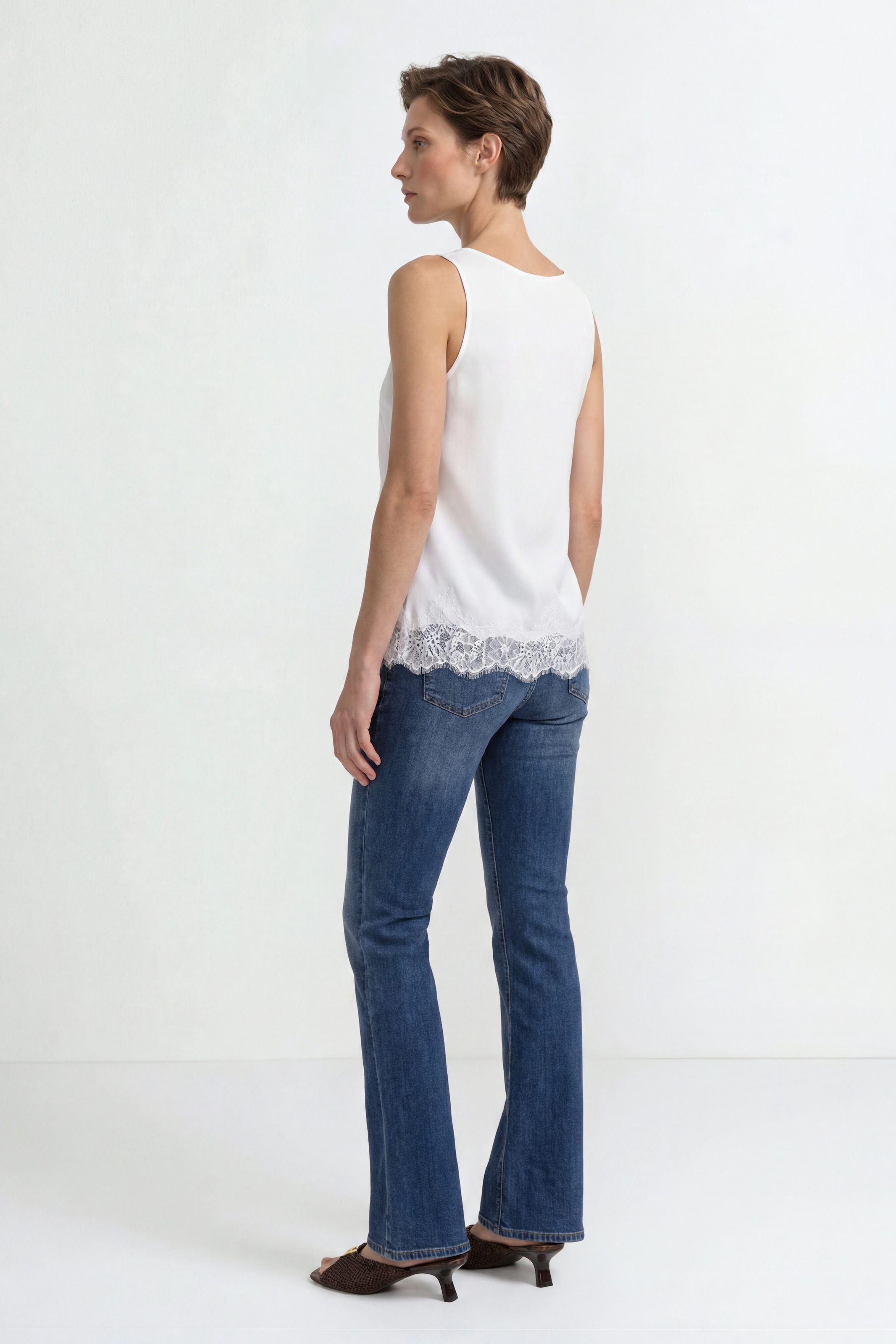 RICHROYAL Shirttop mit Spitzenbesatz am Saum, edle Satin-Optik