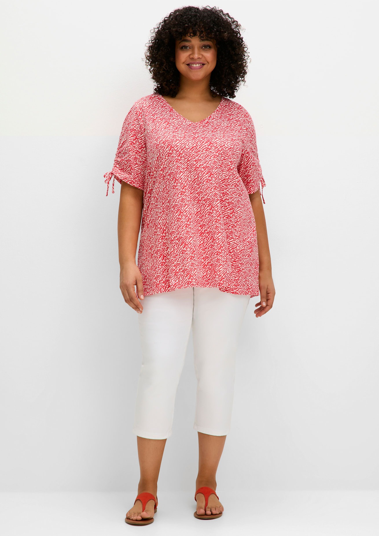 Sheego Damen Kurzarmshirt »T-Shirt« 1 Stk. tlg. in schwarz, Größe 56/58