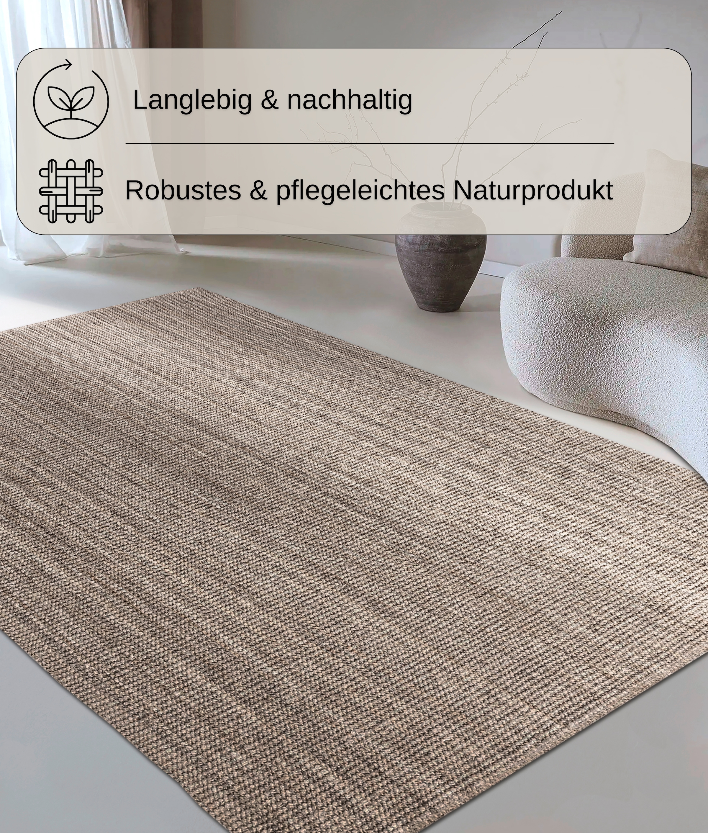 my home Teppich »Avot Juteteppich«, rechteckig, 10 mm Höhe, 100% Jutefaser, Läufer, Esszimmer, Wohnzimmer, Skandi