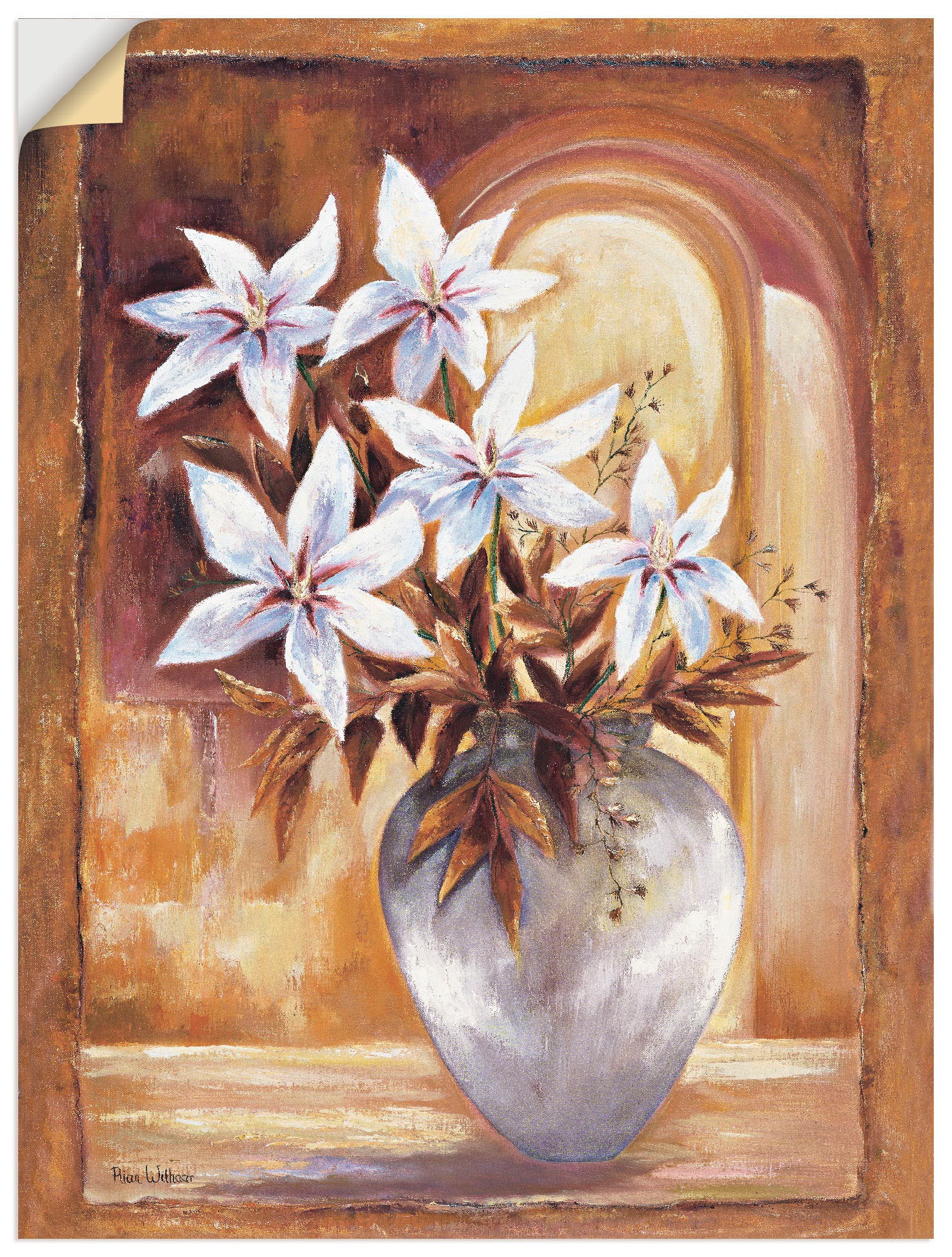 Artland Wandbild »Weiße Blumen in Vase II«, Blumen, (1 St.), in vielen Größen & Produktarten -Leinwandbild, Poster, Wandaufkleber / Wandtattoo auch für Badezimmer geeignet