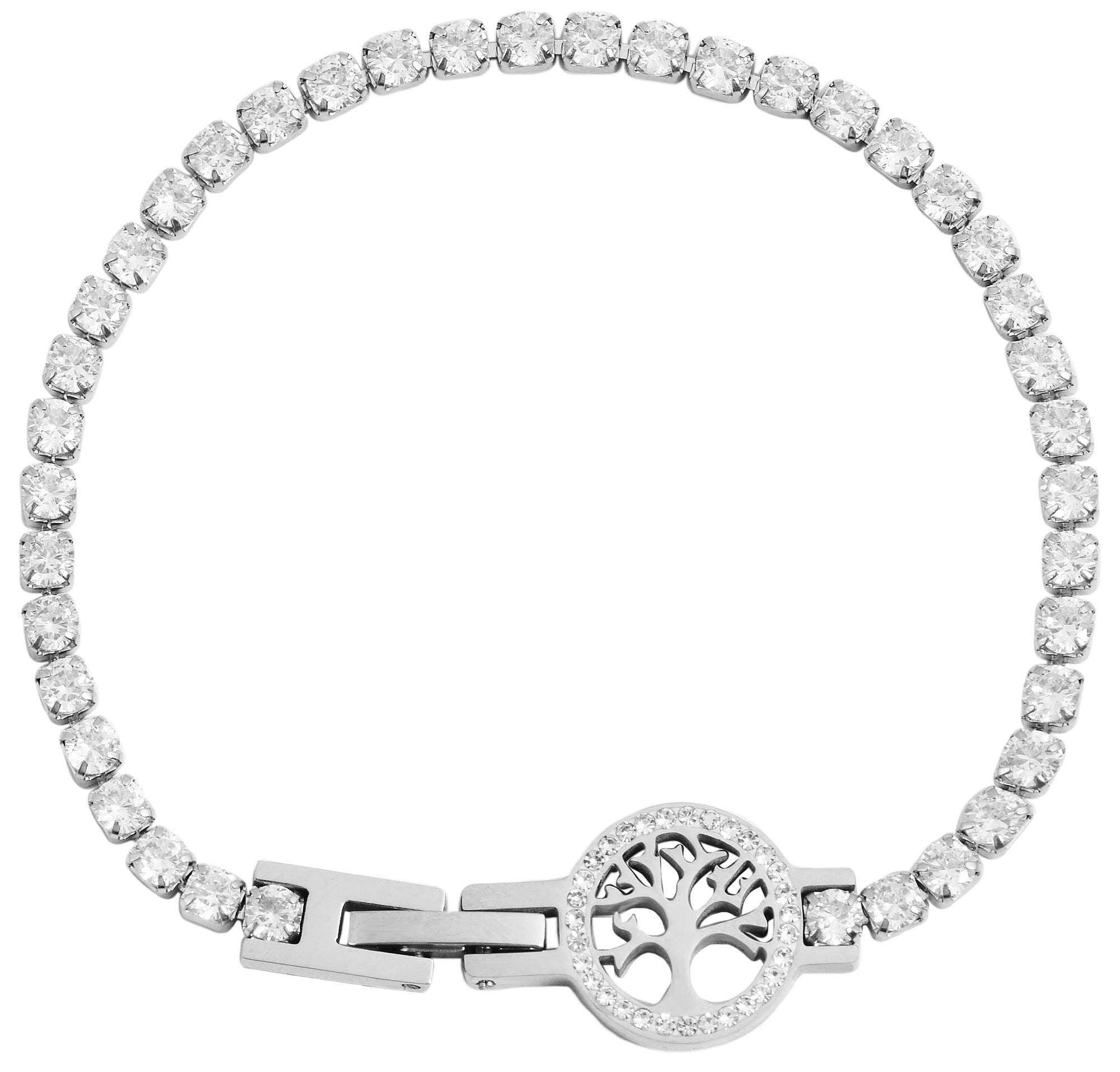 Adelia´s Kettenanhänger »Damen Anhänger ¿ Lebensbaumanhänger aus Edelstahl mit Strass Steinchen«