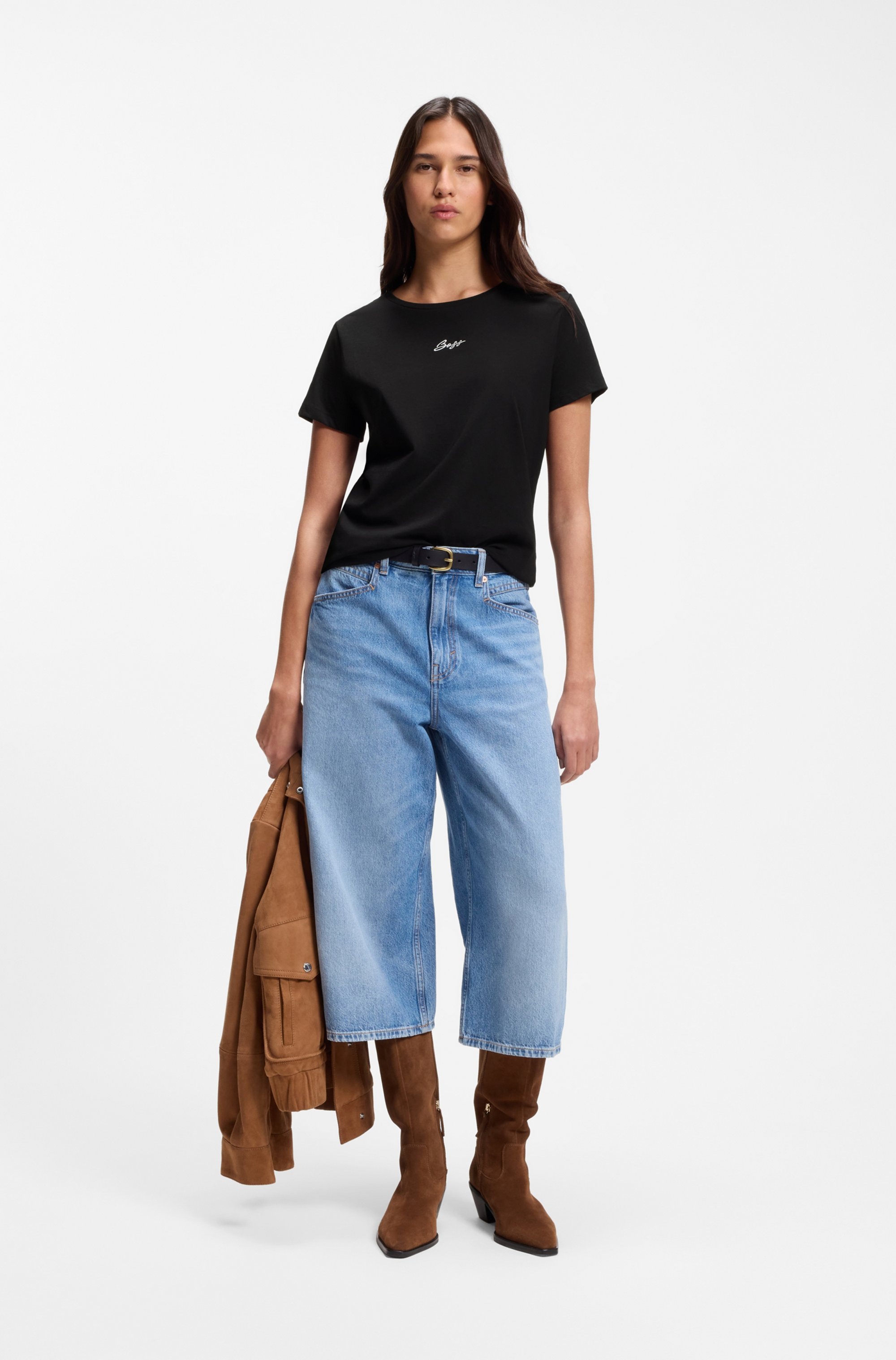 BOSS ORANGE T-Shirt »Elove Embro Premium Damenmode« mit Rundhals, Slim Fit