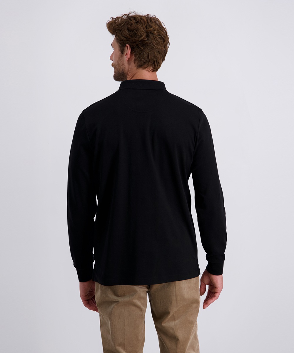 Pierre Cardin Langarm-Poloshirt, Brusttasche mit Marken- Applikation