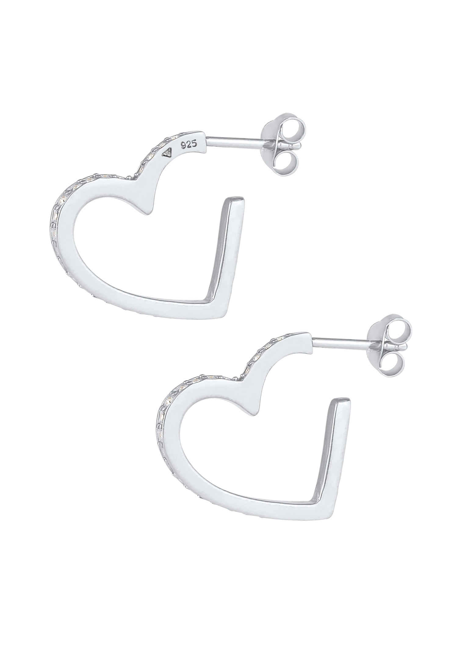 Elli Premium Paar Ohrstecker »Ohrringe Creolen Herz Liebe Kristalle 925 Silber«