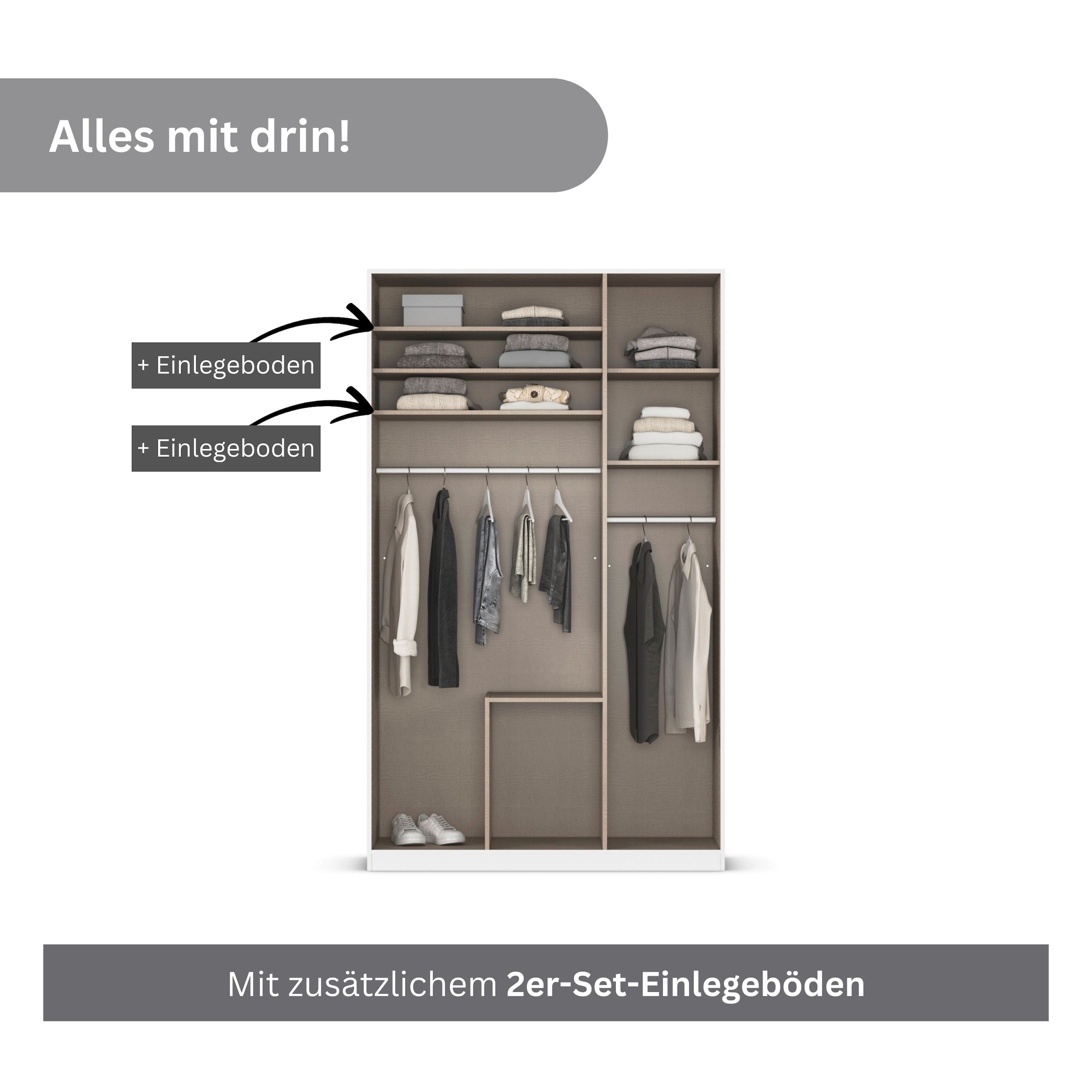 rauch Drehtürenschrank »Kleiderschrank Kleiderschränke Schrank Garderobe AGORDO mit Glasfront«, (in zwei Griff-Farben mit Glasfront), mit Außenschubkästen, in 6 Breiten und 2 Höhen MADE IN GERMANY