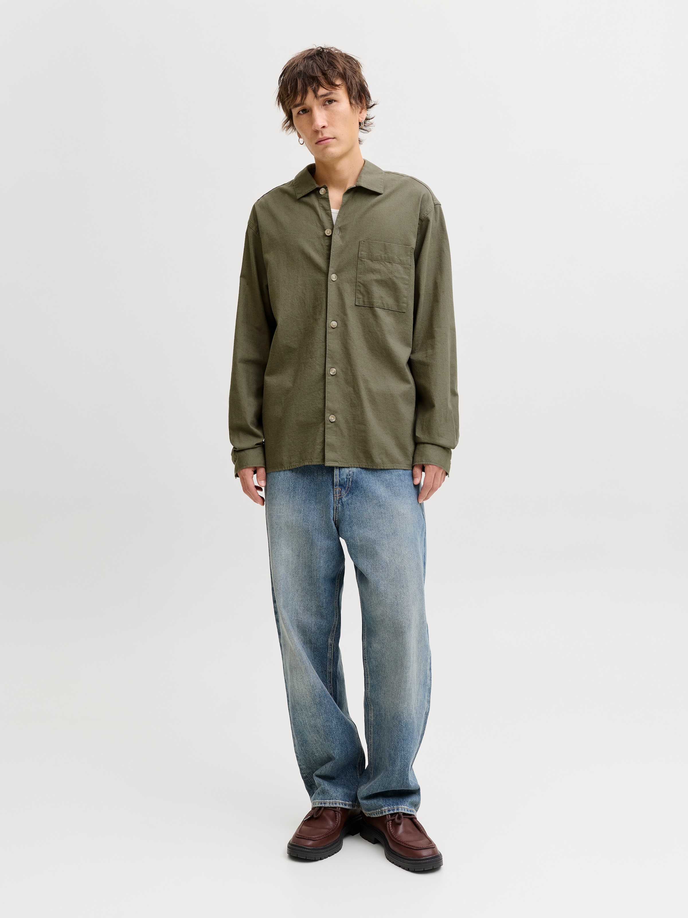 Jack & Jones Langarmhemd »JJETRISTAN OVERSHIRT LS SN« mit Knopfleiste