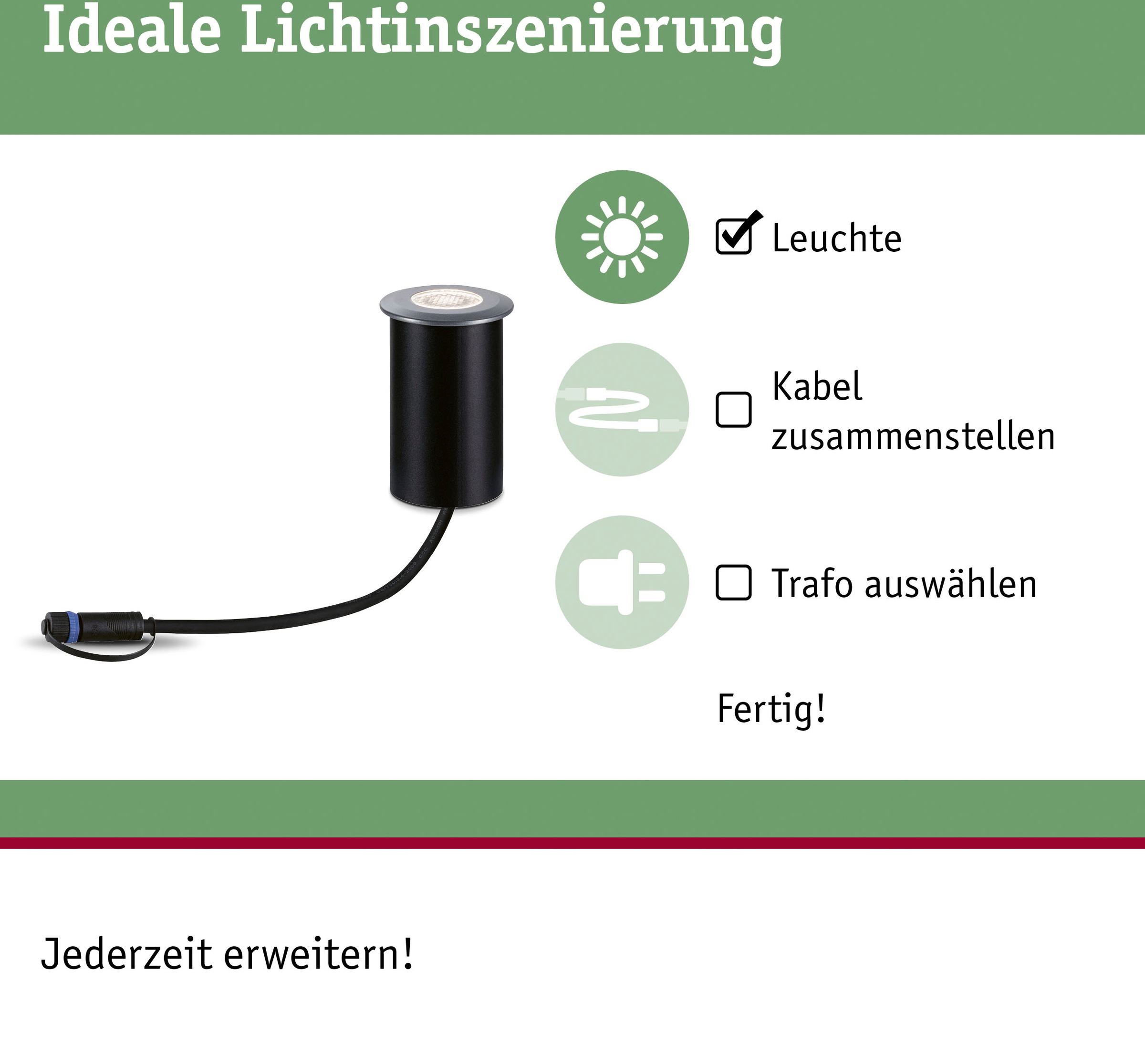 Paulmann LED Einbauleuchte »Plug&Shine«, 1 flammig, Leuchtmittel LED-Modul | LED fest integriert, LED-Modul, 12W IP65 230V 3000K Alu Grey