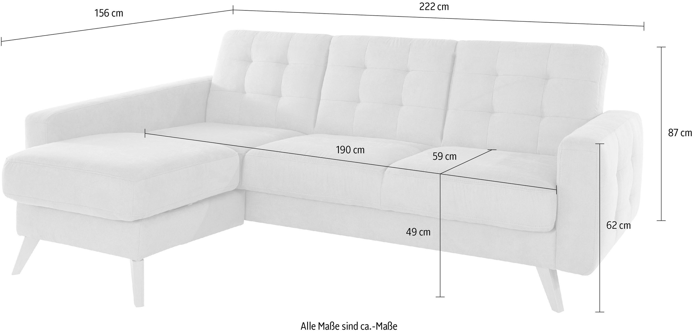 exxpo - sofa fashion Ecksofa »Nappa, kompakt und komfortabel, bequem, zeitloses Design, L-Form«, tolle Detailverarbeitung, inkl. Bettfunktion und Bettkasten