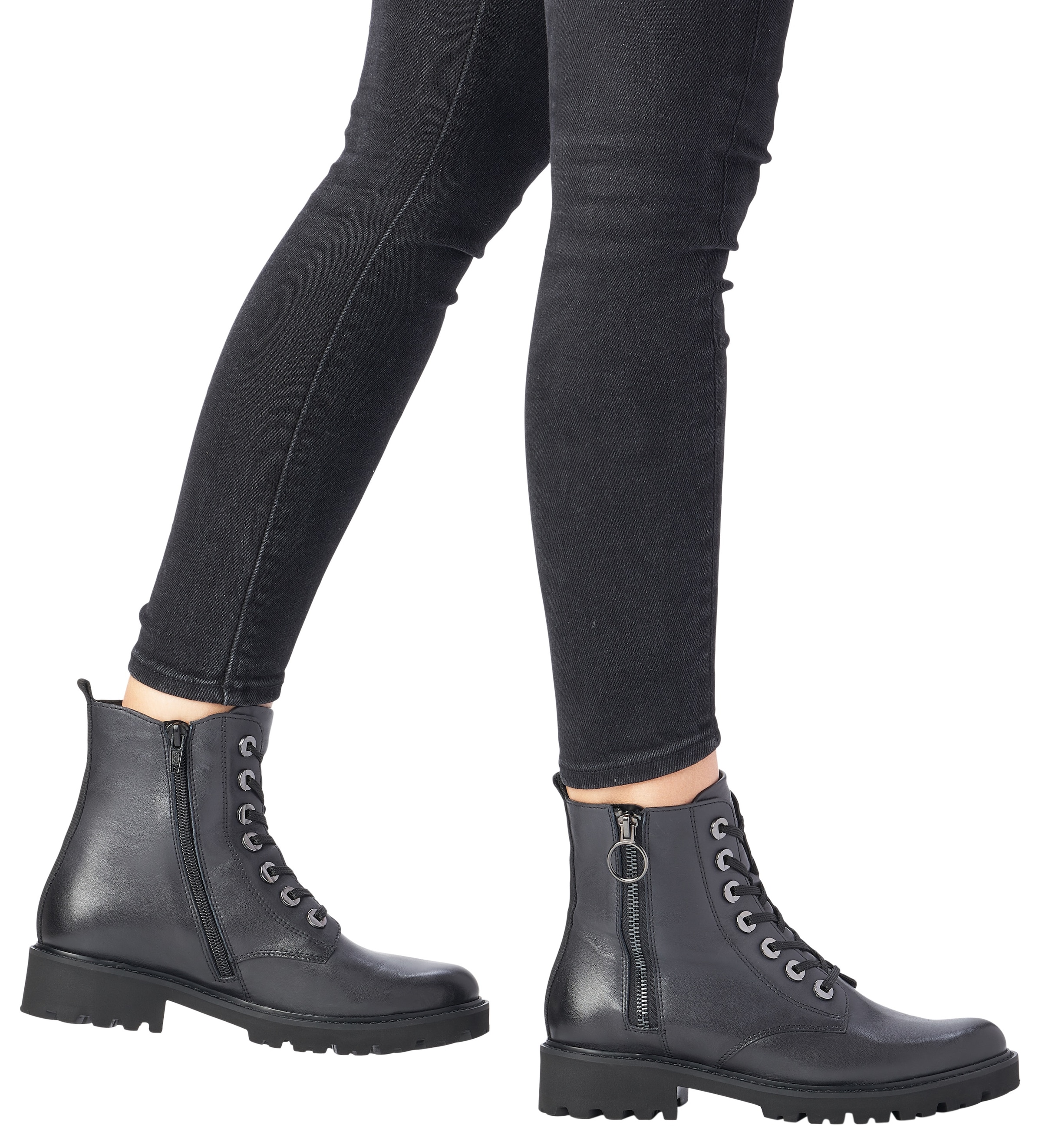 Remonte Schnürstiefelette, Blockabsatz, Stiefelette, Schnürboots, Flats im Used Look