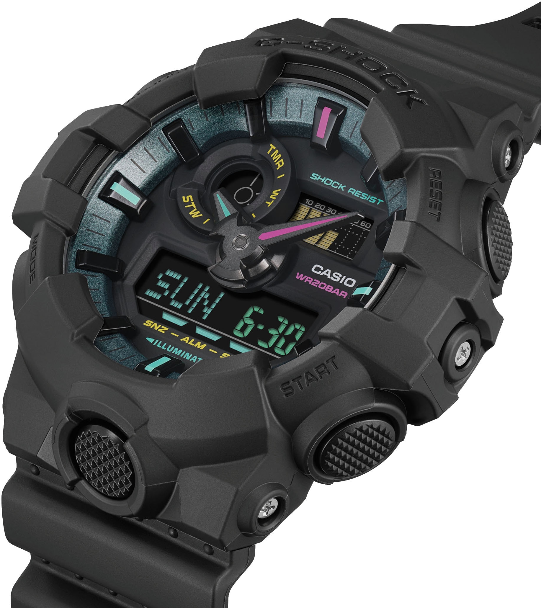 CASIO G-SHOCK Chronograph, Quarzuhr,Armbanduhr, Herrenuhr,digital,bis 20bar wasserd. Resinarmband