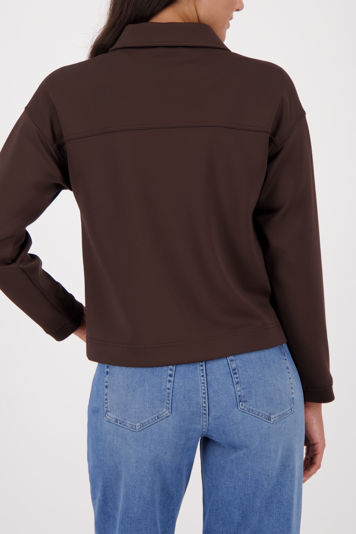 Monari Sweatjacke Hemdkragen, große Brusttaschen, elastische Qualität