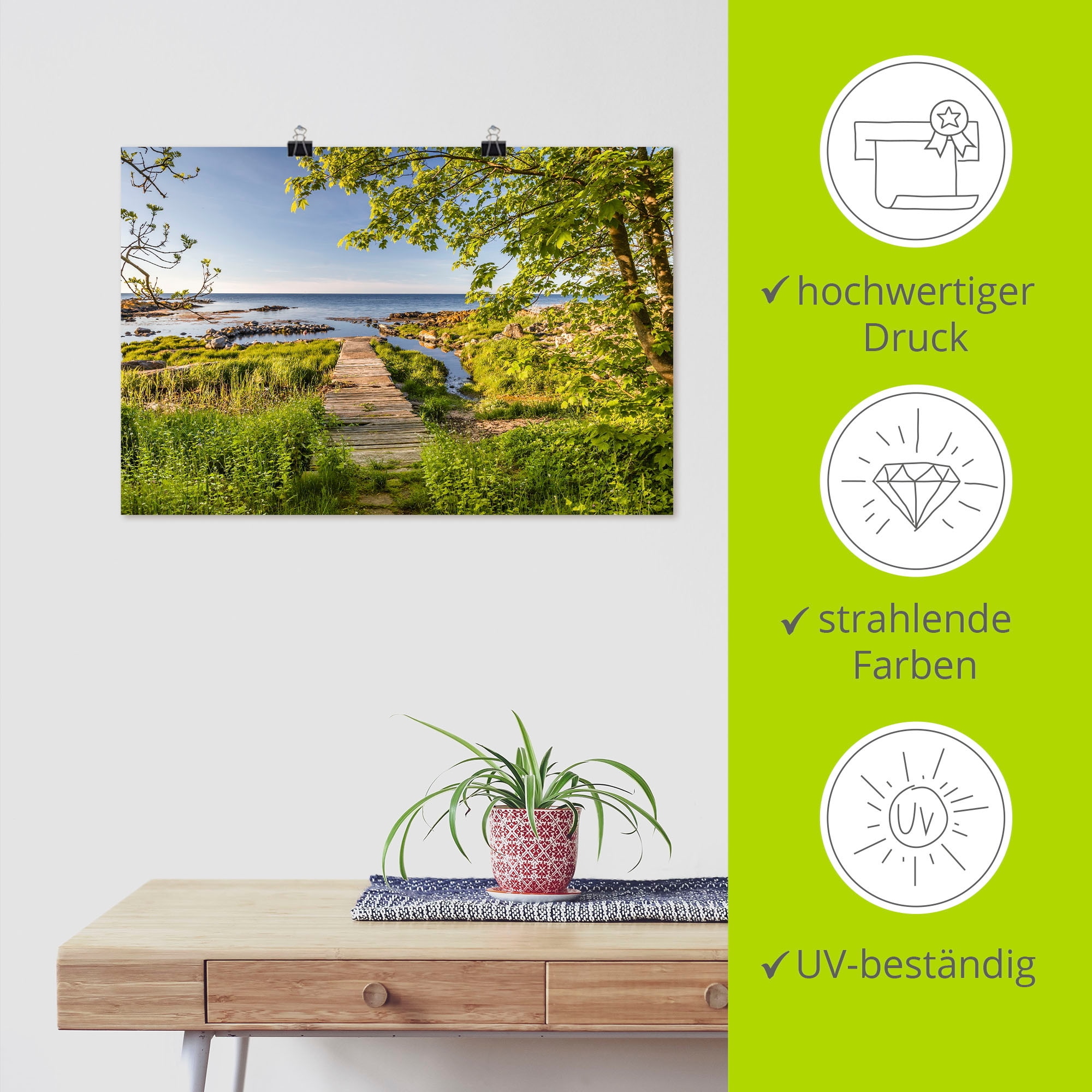 Artland Wandbild »Der Weg zum Meer auf Bornholm«, Küstenbilder, (1 St.), als Alubild, Leinwandbild, Wandaufkleber oder Poster in versch. Größen