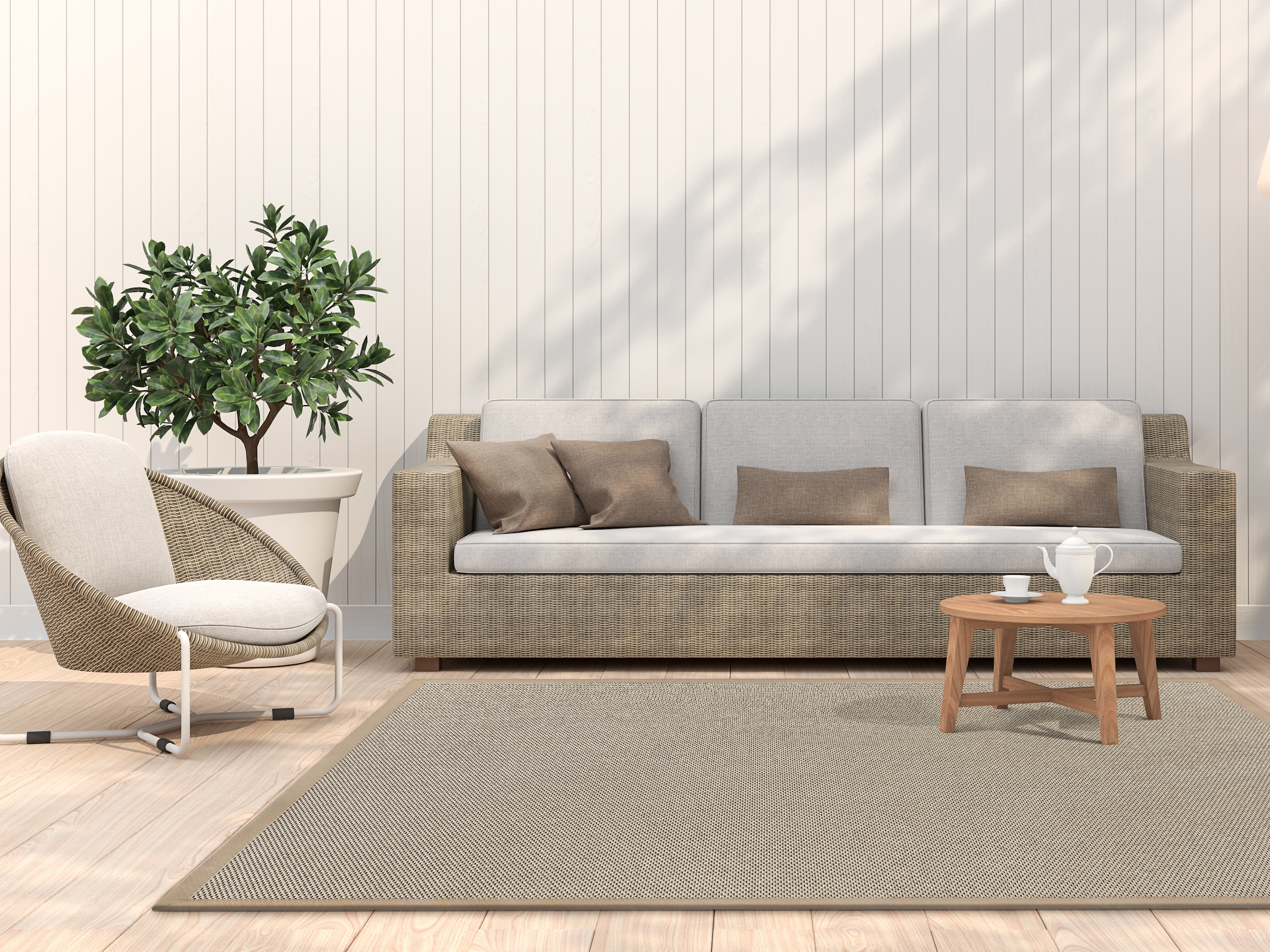 Dekowe Teppich »Naturana Panama« rechteckig 8 mm Höhe Flachgewebe, meliert, Sisal-Optik, mit Bordüre, Wohnzimmer