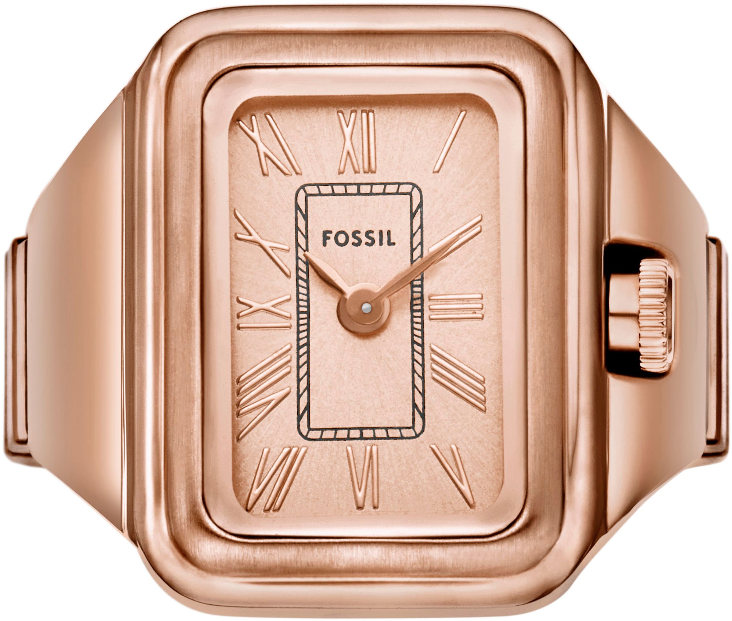 Fossil Uhrenring »RAQUEL WATCH RING«, Quarzuhr, Damenuhr, analog, Edelstahlring, Zugband