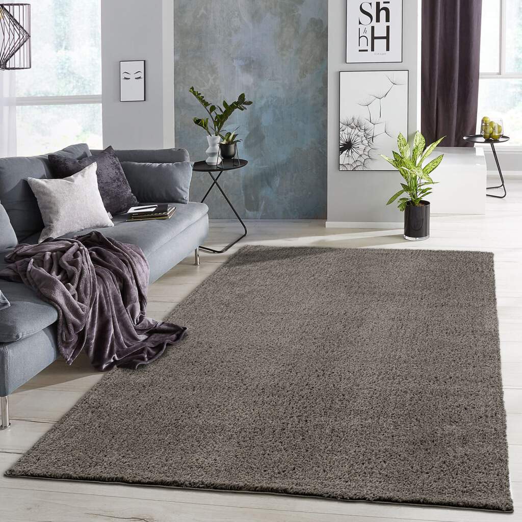 Carpet City Uni-Farben Hochflor-Teppich rechteckig, bei besonders OTTO Shaggy Polyester Teppich, weich, »Plainy«