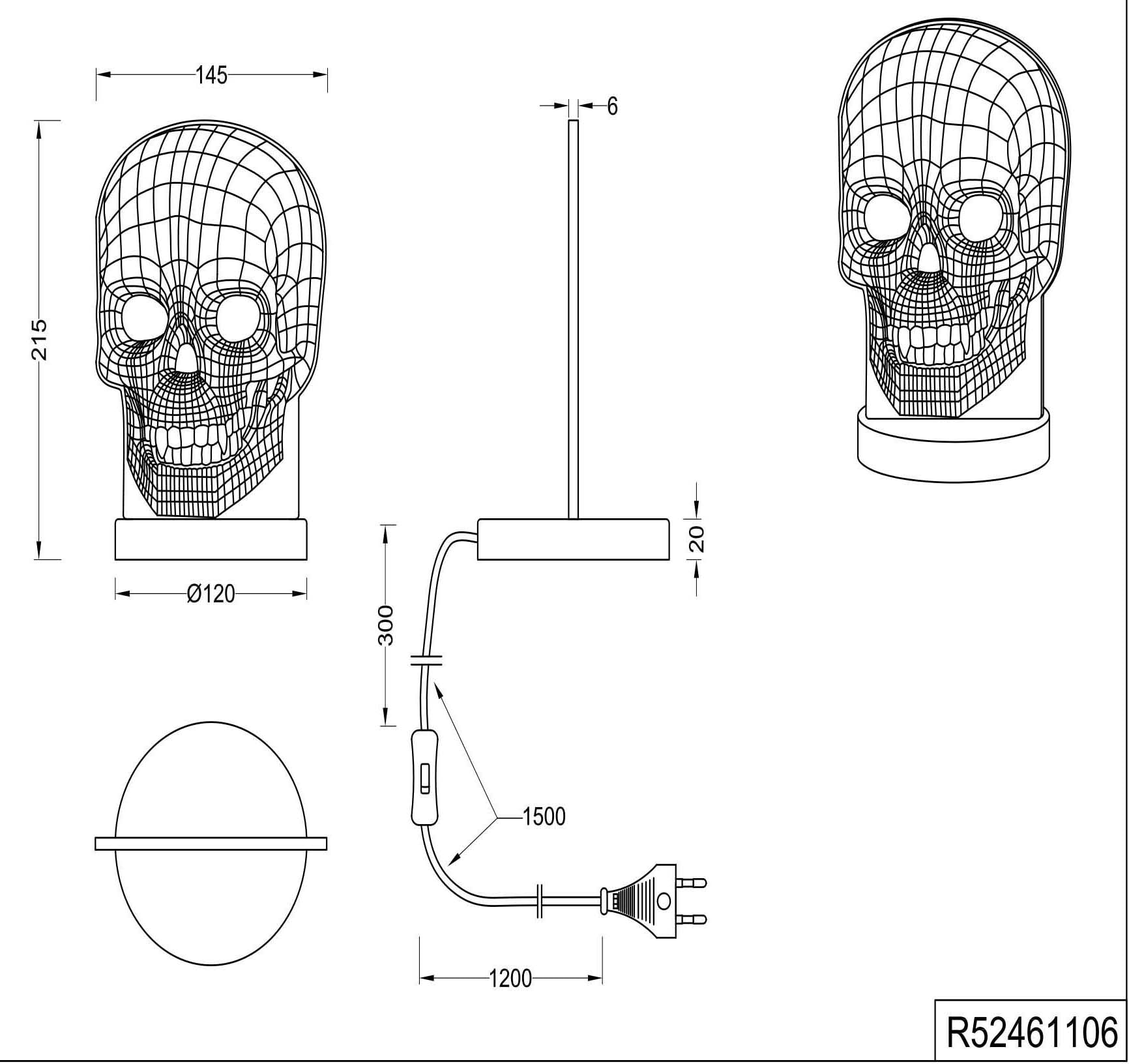 TRIO Leuchten LED Tischleuchte »Skull«, 1 flammig-flammig, Tischlampe, Totenkopf Design, Acrylplatte, Lichtfarbe einstellbar