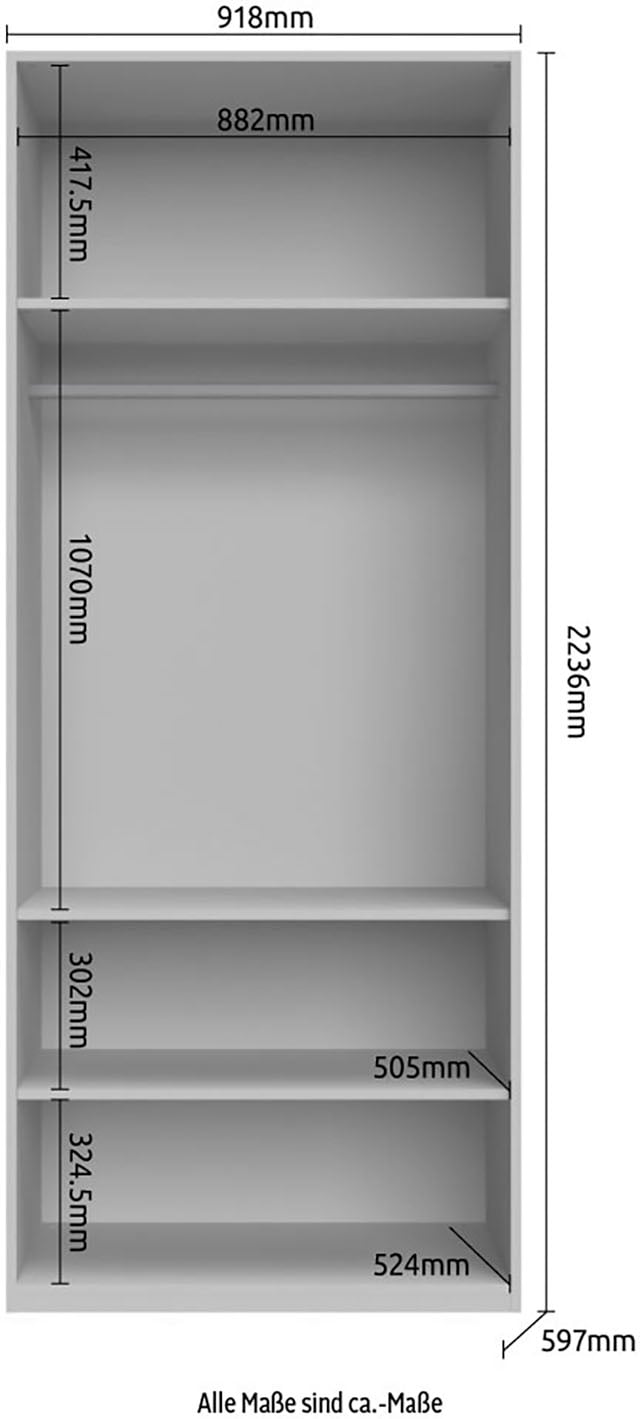 PLACES OF STYLE Kleiderschrank »Piano, UV lackiert, hochglänzend in beige oder weiß, FSC-zertifiziert« Made in Europe,  in vielen Breiten, Höhe 224cm, mit Soft-Close Funktion